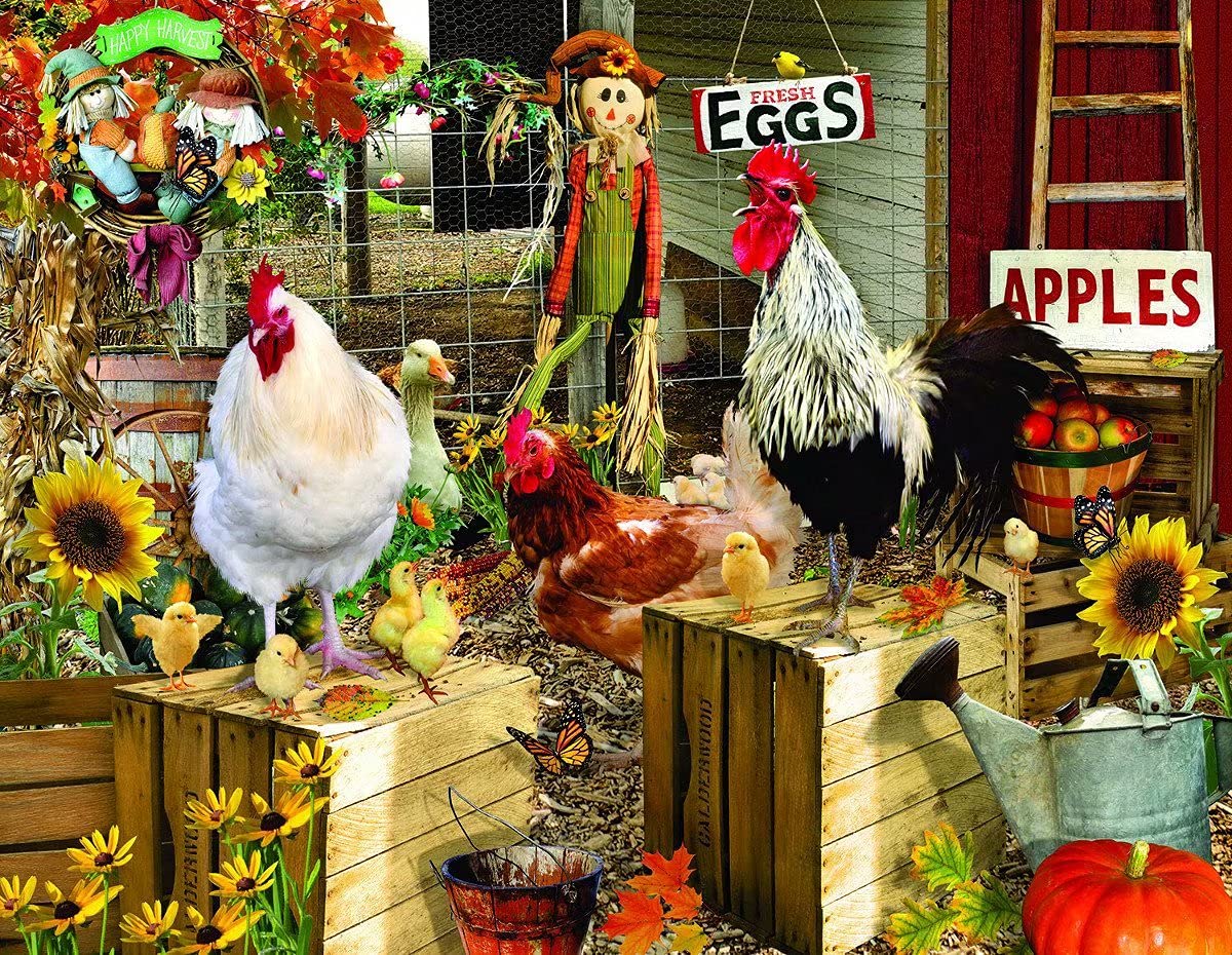 300-Piece Wooden Jigsaw Puzzle - Chickens on The Farm - Challenging Puzzle Game for Adults & Kids - Colorful Home Decor - Low Dust - Perfect for Family Game Night & Stress Relief