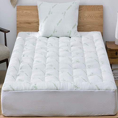 Ultra Soft Twin XL Bamboo Viscose Mattress Topper - Cooling Pillow Top Pad for Back Pain Relief & Hot Sleepers | Eco-Friendly Bedding for Better Sleep, Guest Rooms & Dorm Comfort
