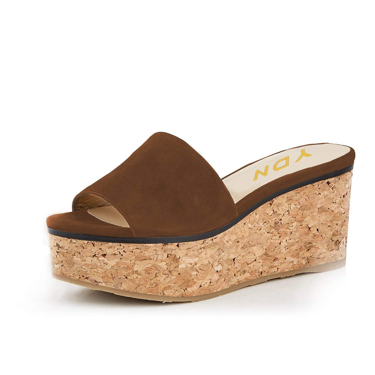 YDN Women's Comfortable Peep Toe Platform Sandals - Slip On Cork Wedge High Heel Mules for Beach, Casual Outfits & Summer Walking | Perfect for Vacations, Date Nights and Office Wear