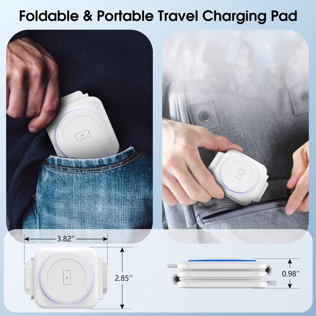Foldable Wireless Charging Station for Samsung Galaxy S25 Ultra/S24/Z Flip 6/5 - Portable Travel Charger with Watch & Buds Charging Pad - Compatible with Galaxy Watch 7 & Buds Pro 3/2 (White) | Perfect for Home, Office & Travel Use