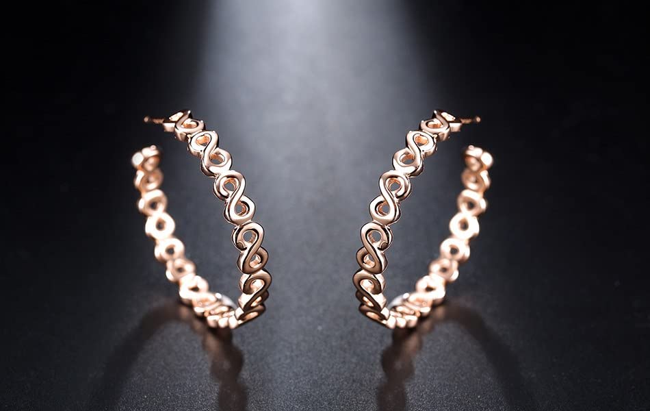 BeBold Infinity Round Circle Simple Big Hoop Earrings for Women - Rose Gold Plated | Elegant Everyday Jewelry for Work, Date Night & Special Occasions