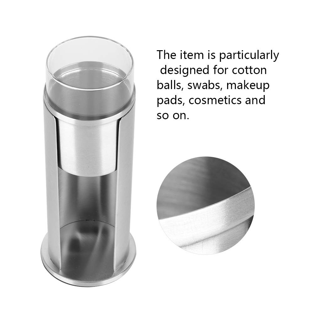 2-in-1 Stainless Steel Q-Tip Holder & Cotton Swab Organizer with Acrylic Lid - Perfect for Bathroom Vanity, Makeup Counter & Travel Storage | Hygienic Dispenser for Cotton Pads & Beauty Tools