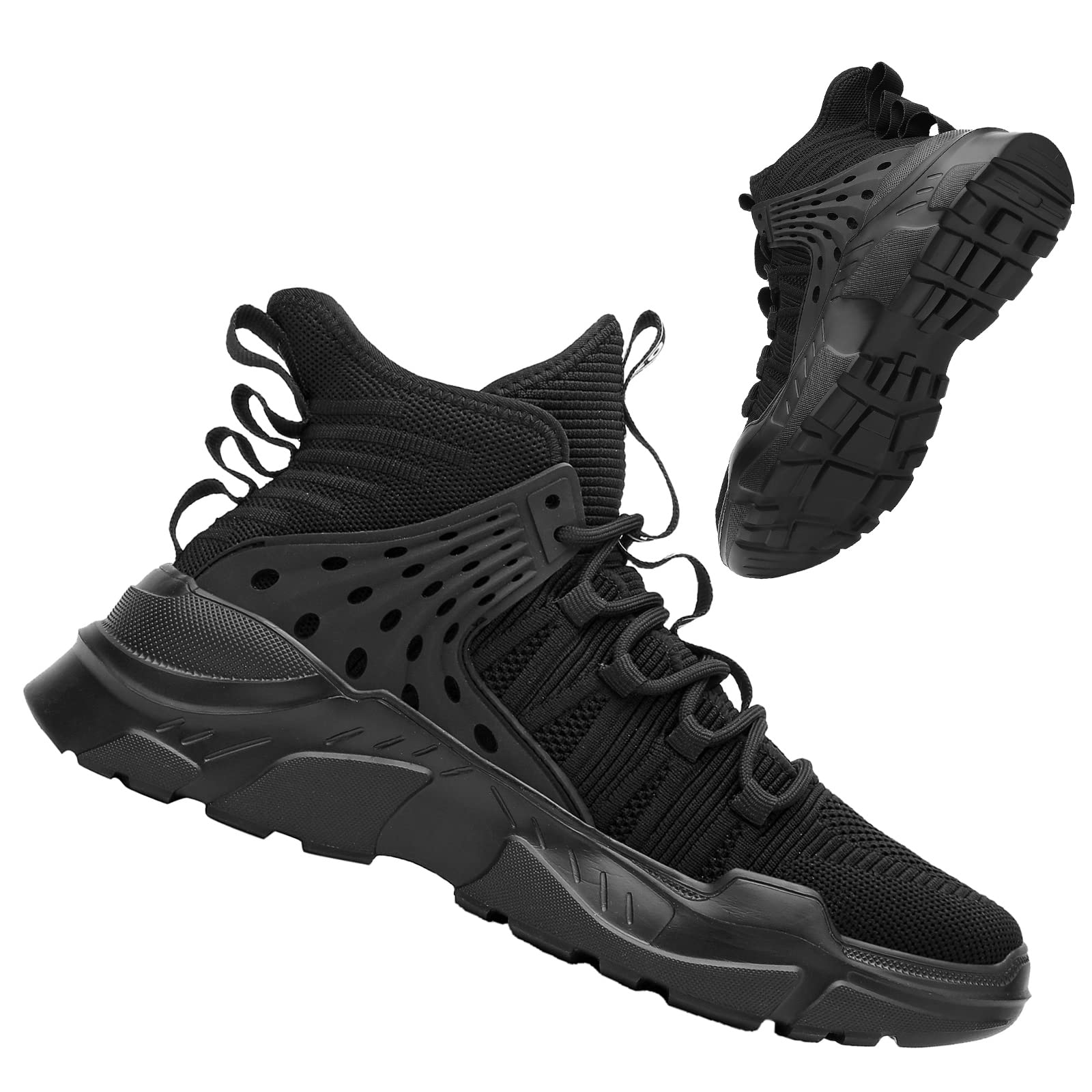 SANNAX Men's High Top Running Shoes - Lightweight Non-Slip Athletic Sneakers for Walking, Tennis & Gym Workouts | Breathable Sock Design for Sports & Casual Wear