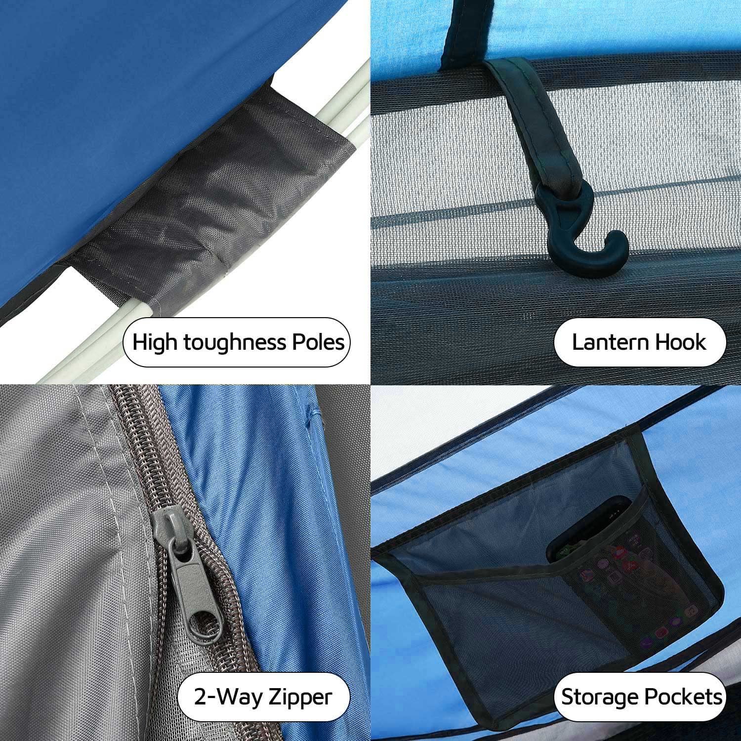 **4-5 Person Easy Pop Up Tent - 9.5’X6.8’X49’’ Instant Setup, Waterproof, 2 Doors - Family Camping Tent for Outdoor Adventures, Beach, Picnics & Backpacking**