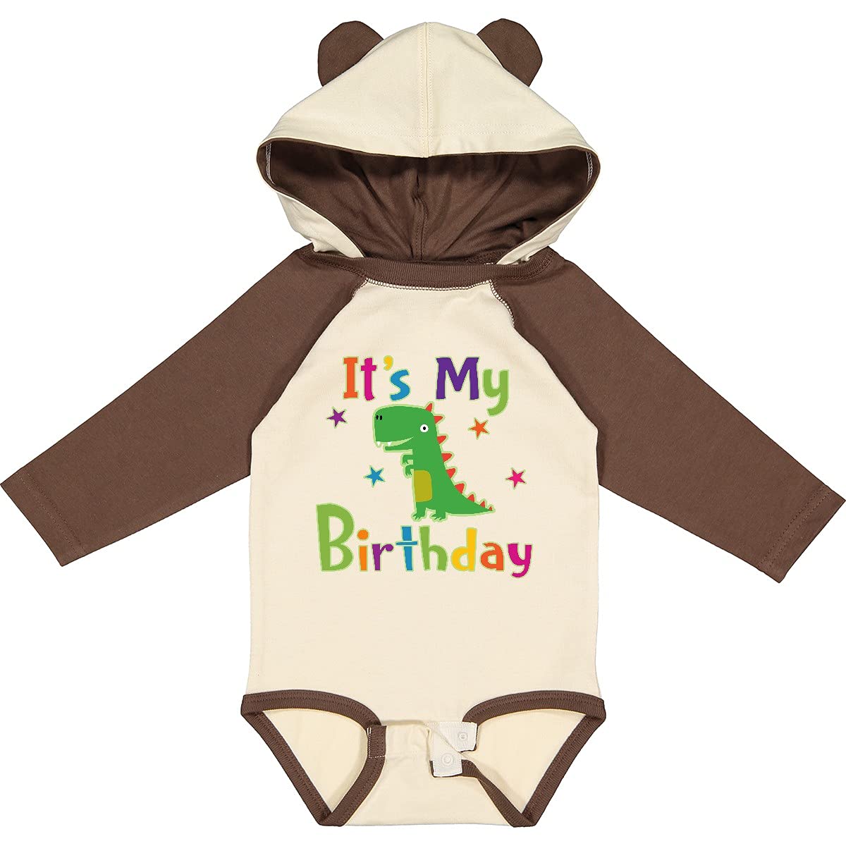 Inktastic Dinosaur Birthday Party Outfit - Long Sleeve Creeper T-Shirt for Kids | Fun Dino Theme Birthday Costume & Casual Wear