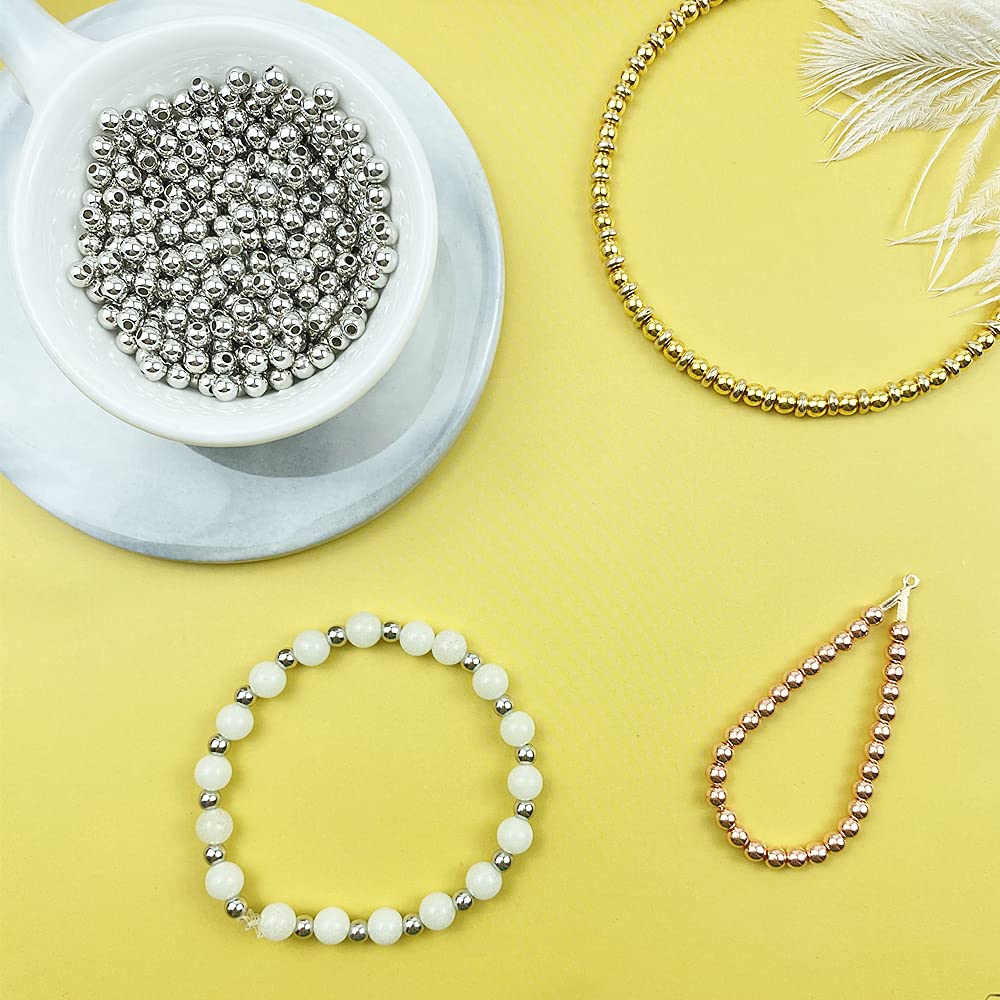 3000pcs 4mm Smooth Round Spacer Beads - Gold Silver Rose Gold Jewelry Beads for DIY Bracelets, Necklaces, Earrings - Perfect for Jewelry Making & Craft Projects