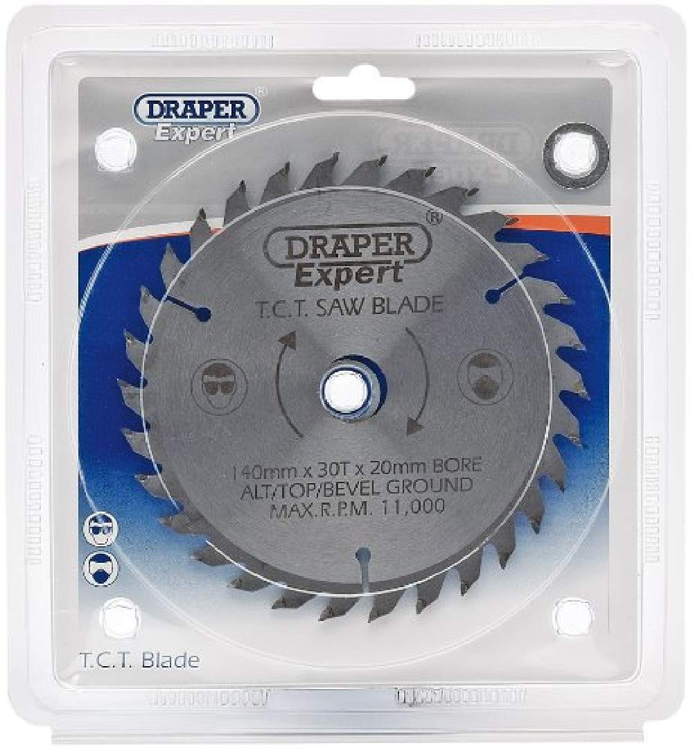 Draper 09462 TCT Saw Blade 140 x 20mm 30-Tooth - Premium Tungsten Carbide Tipped Blade for Wood, Plastic & Metal Cutting - Ideal for DIY Projects, Carpentry & Construction Work
