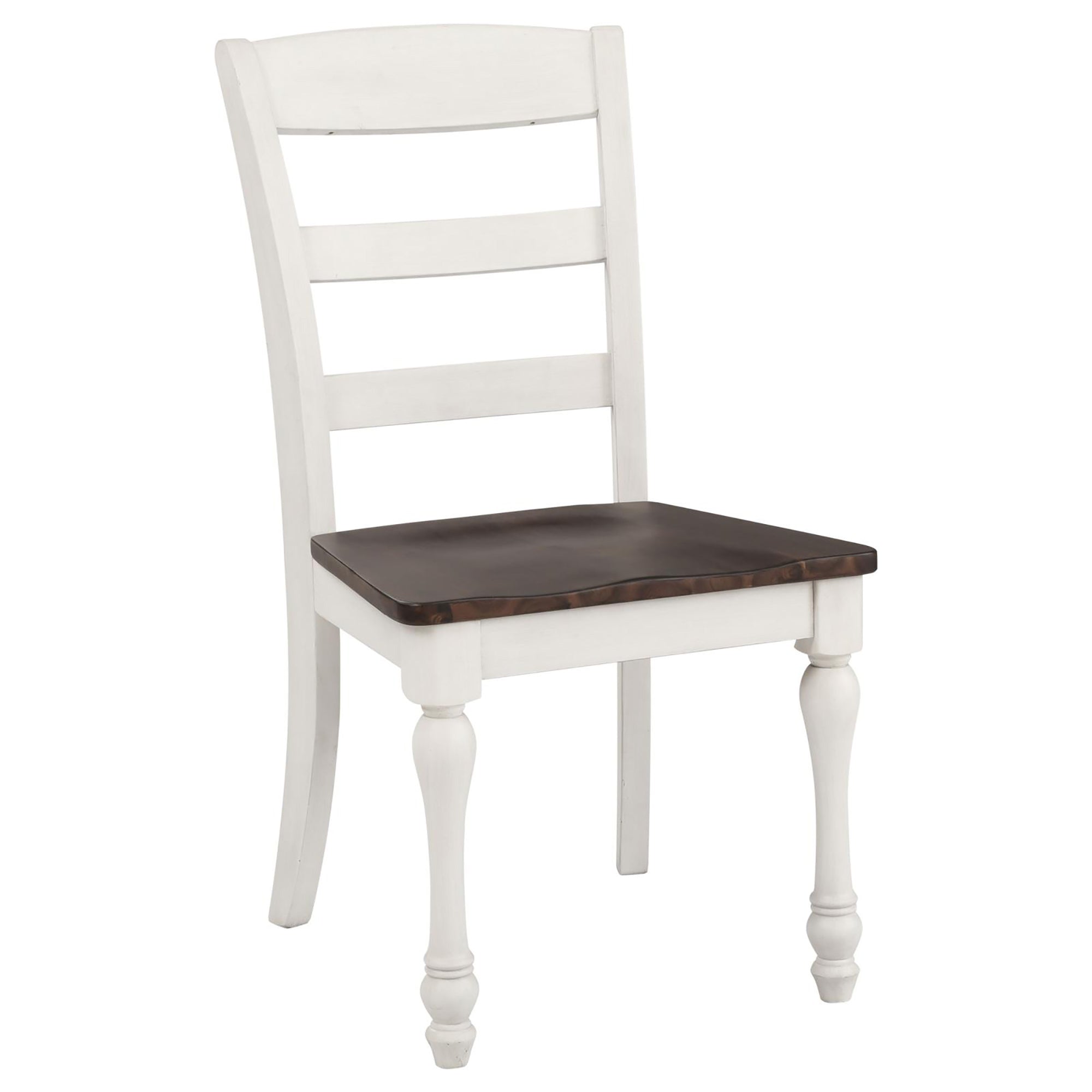 Dark Cocoa & White Ladder Back Dining Chairs (Set of 2) - Modern Kitchen & Dining Room Side Chairs for Home Decor
