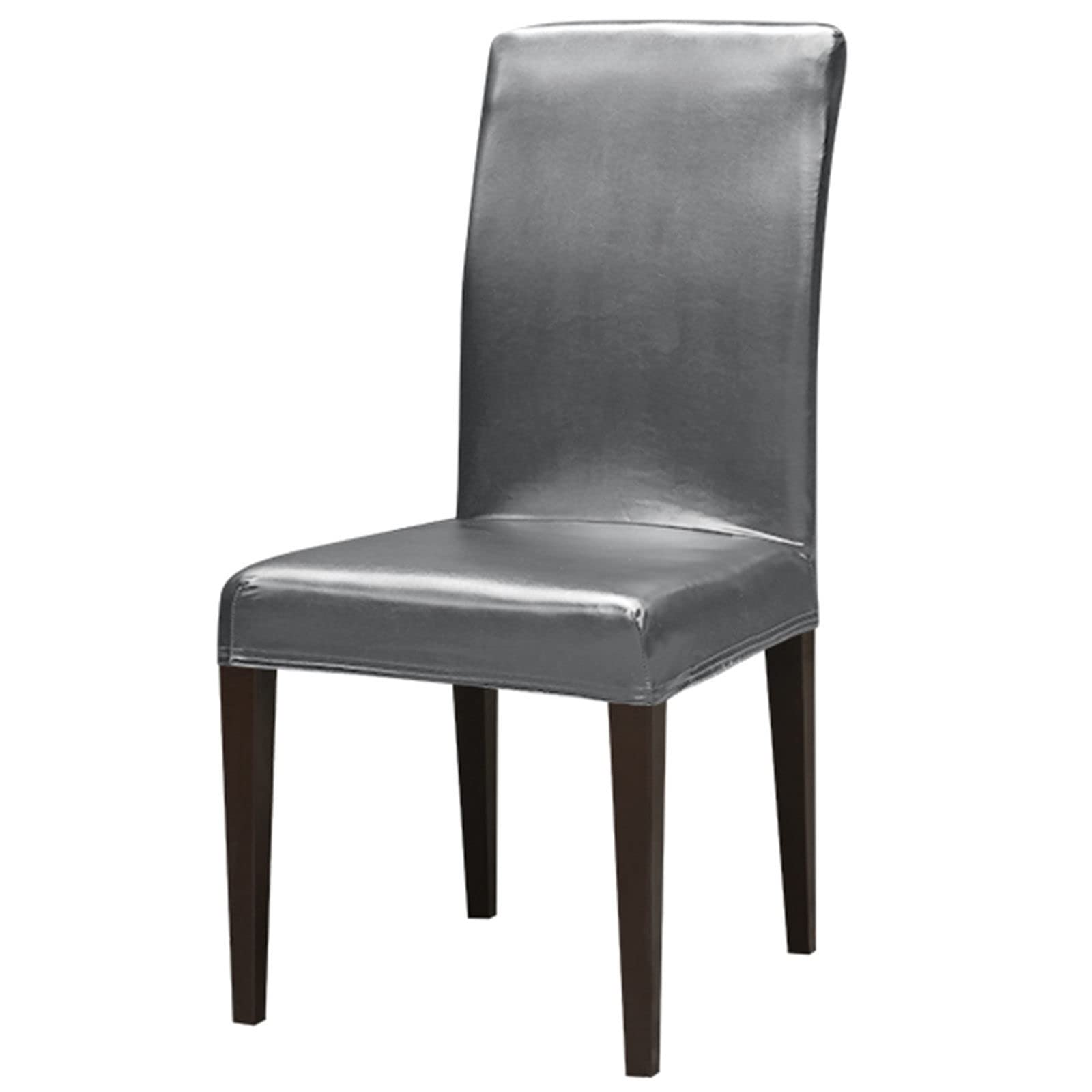 Premium PU Leather Dining Chair Covers - Waterproof Stretch Slipcovers (Set of 2, Grey) for Kitchen, Restaurant & Hotel Use - Soft Protective Seat Covers for Home & Commercial Spaces