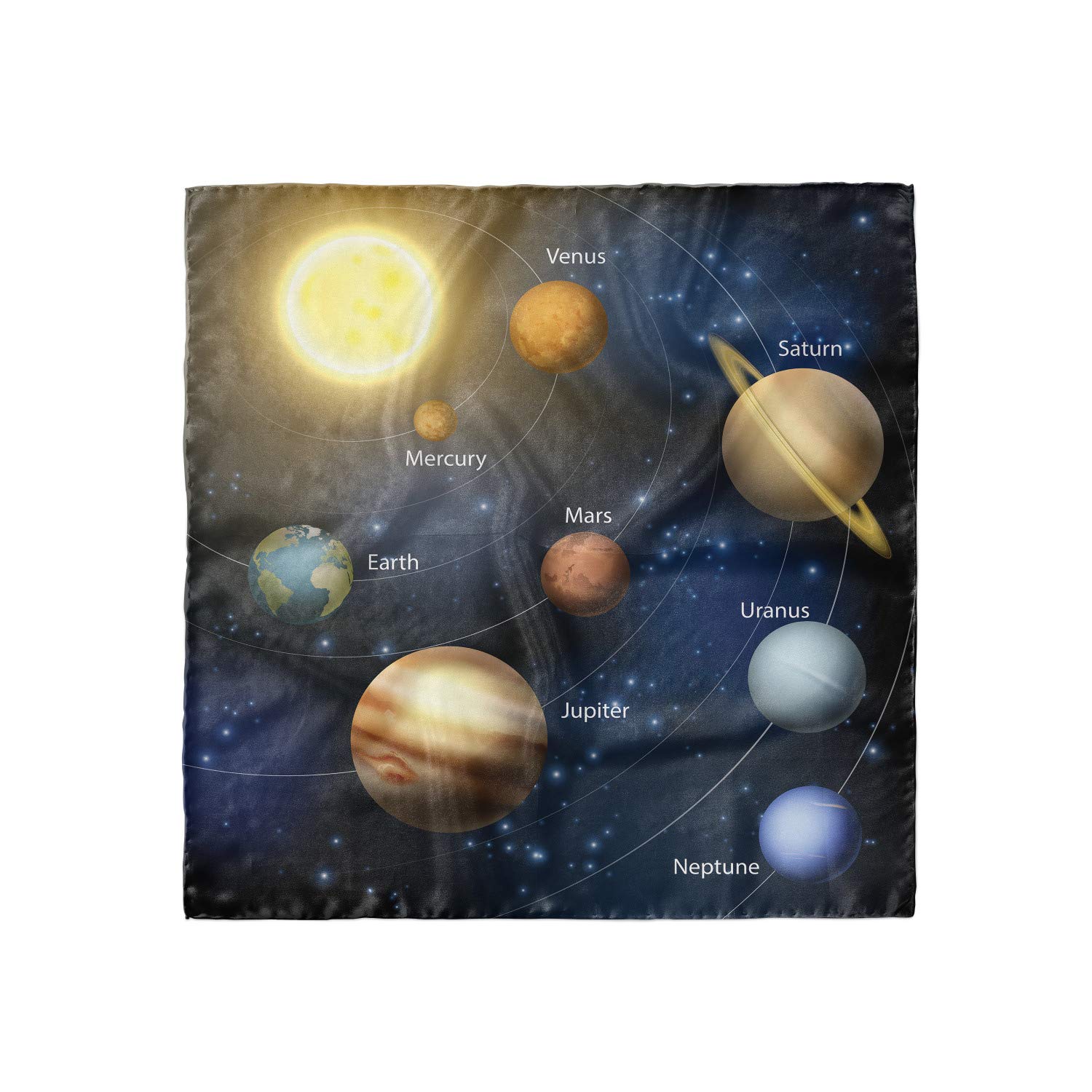 Ambesonne Space Hairscarf with Solar System Planets Print - Stylish Head Wrap for Women - Perfect for Yoga, Beach, and Boho Fashion
