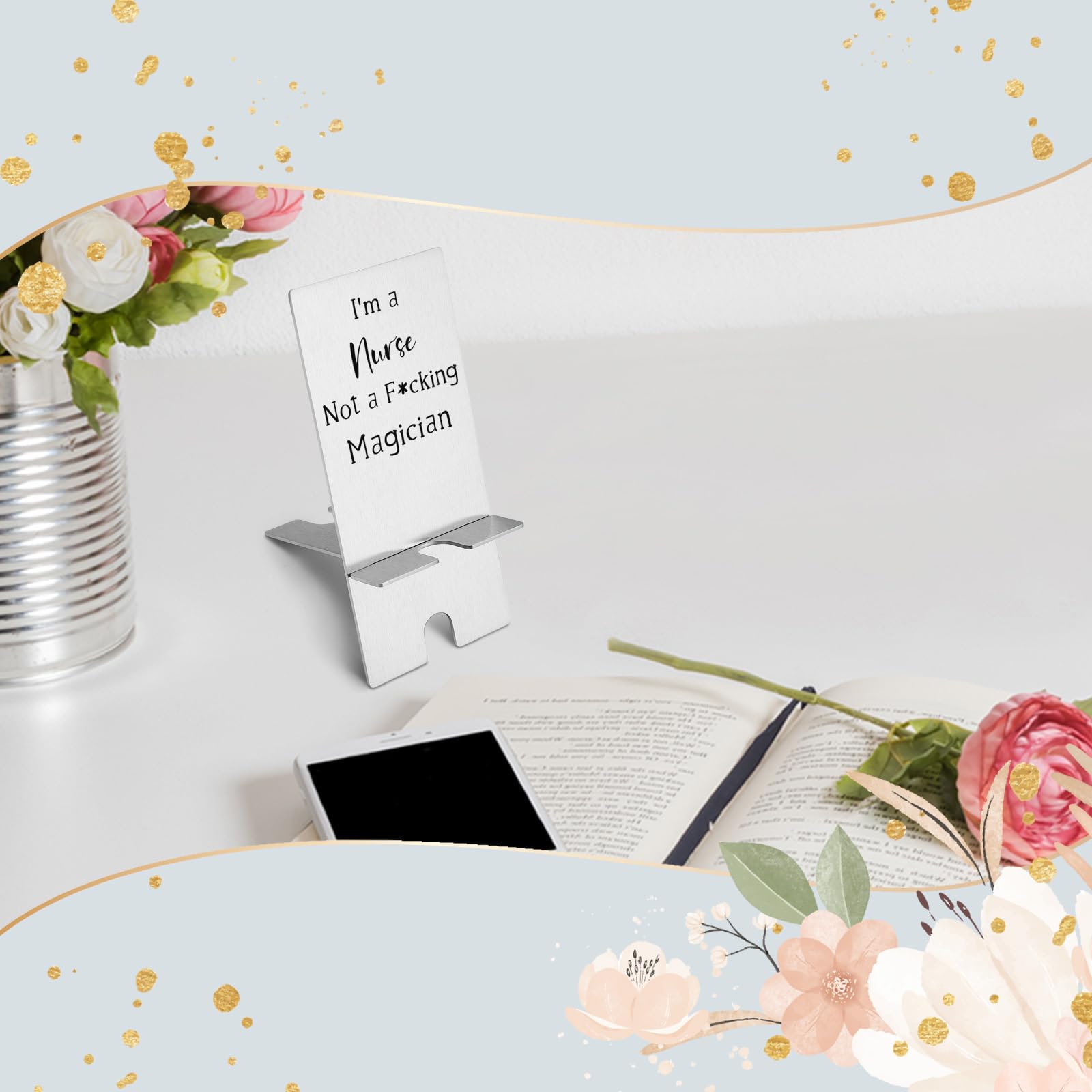 Funny Nurse Phone Stand - Stainless Steel Holder for Nurses & Women - Perfect for Work & Gifts
