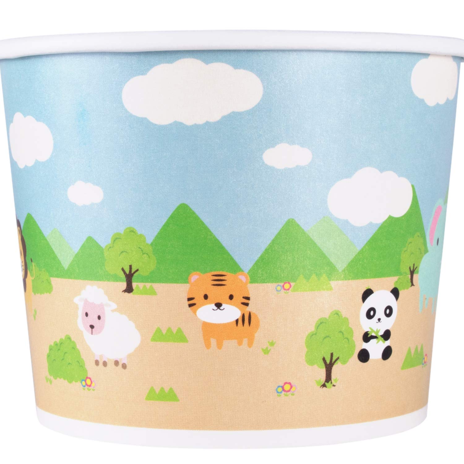 16oz (1000 ct) Safari Themed Paper Ice Cream Cups & Soup Bowls - Hot & Cold Food Containers for Ice Cream, Gelato, Yogurt, Soup & Snacks - Perfect for Parties, Catering & Dessert Shops