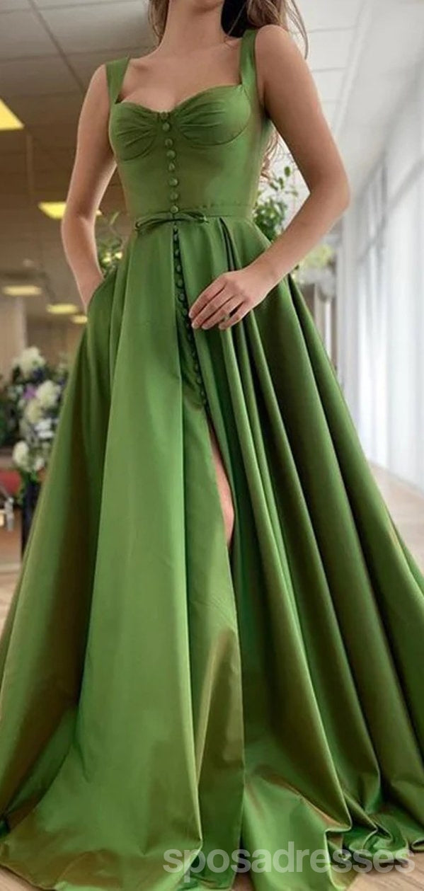 Elegant Green A-Line High Slit Prom Dress for Women | Sexy Party & Dance Gown | Perfect for Homecoming, Prom Night, and Formal Events