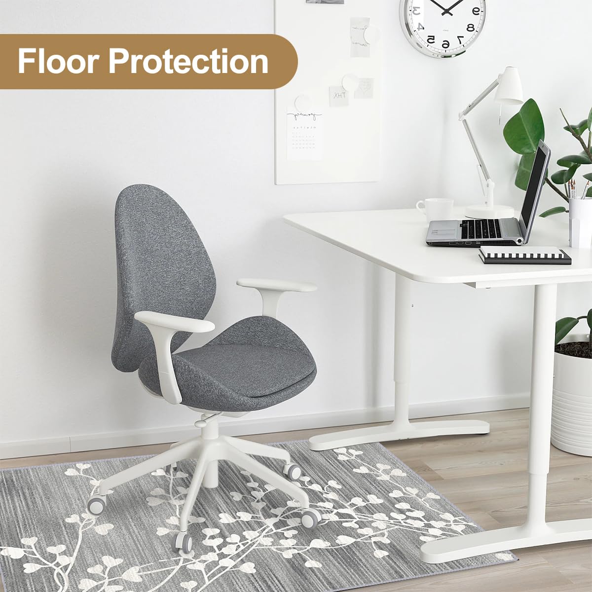 36x48 Office Chair Mat for Hardwood Floors - Non-Slip Rug Protector for Rolling Chairs | Computer Desk Mat with Low-Pile Design for Home & Office Use | Perfect for Workspaces, Gaming Setups & Study Areas (Gray)