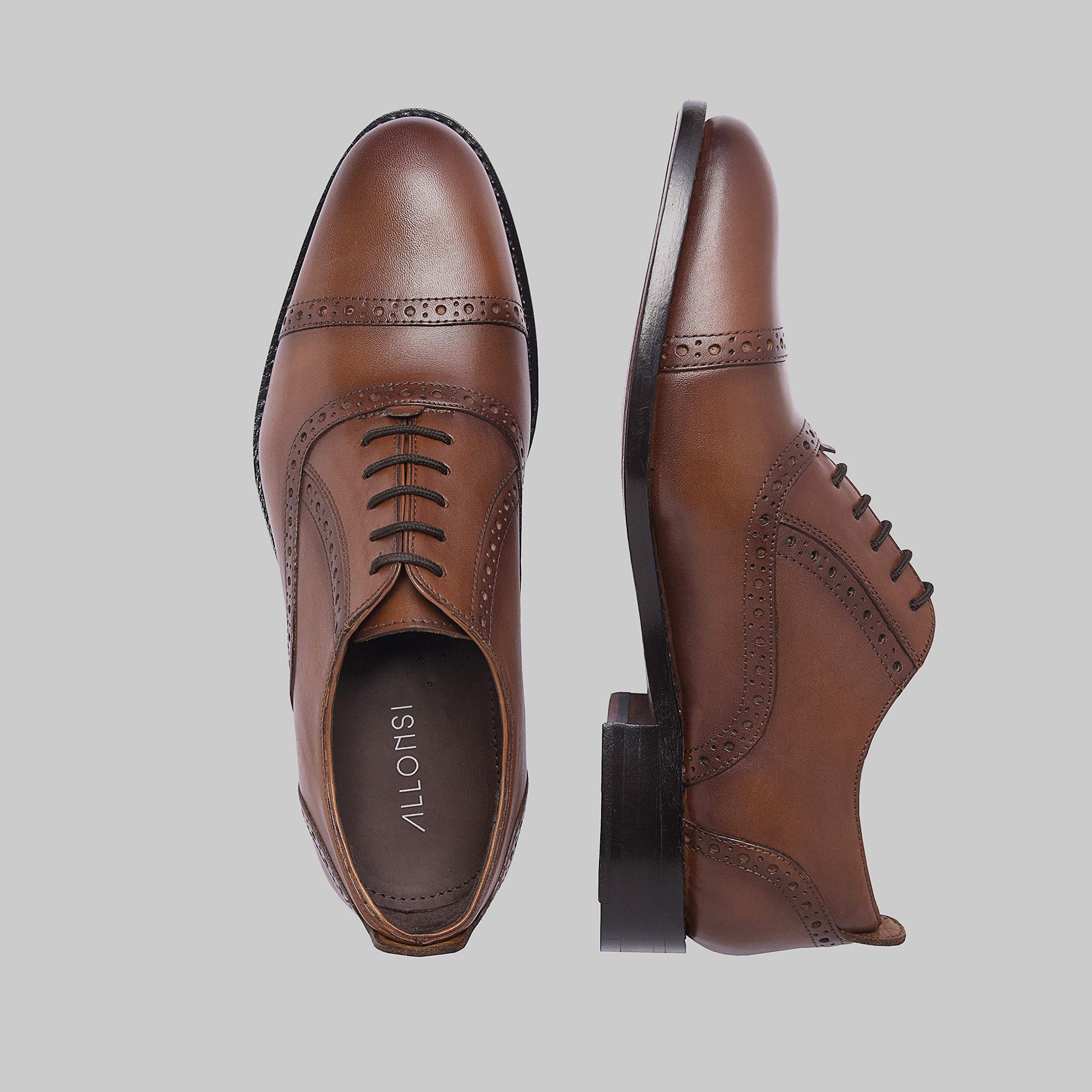 Premium Genuine Leather Oxford Dress Shoes for Men - Goodyear Welted Cap Toe Formal Business Shoes - Handcrafted Luxury Leather Sole Wedding & Office Shoes - Perfect for Business Meetings, Weddings & Special Occasions