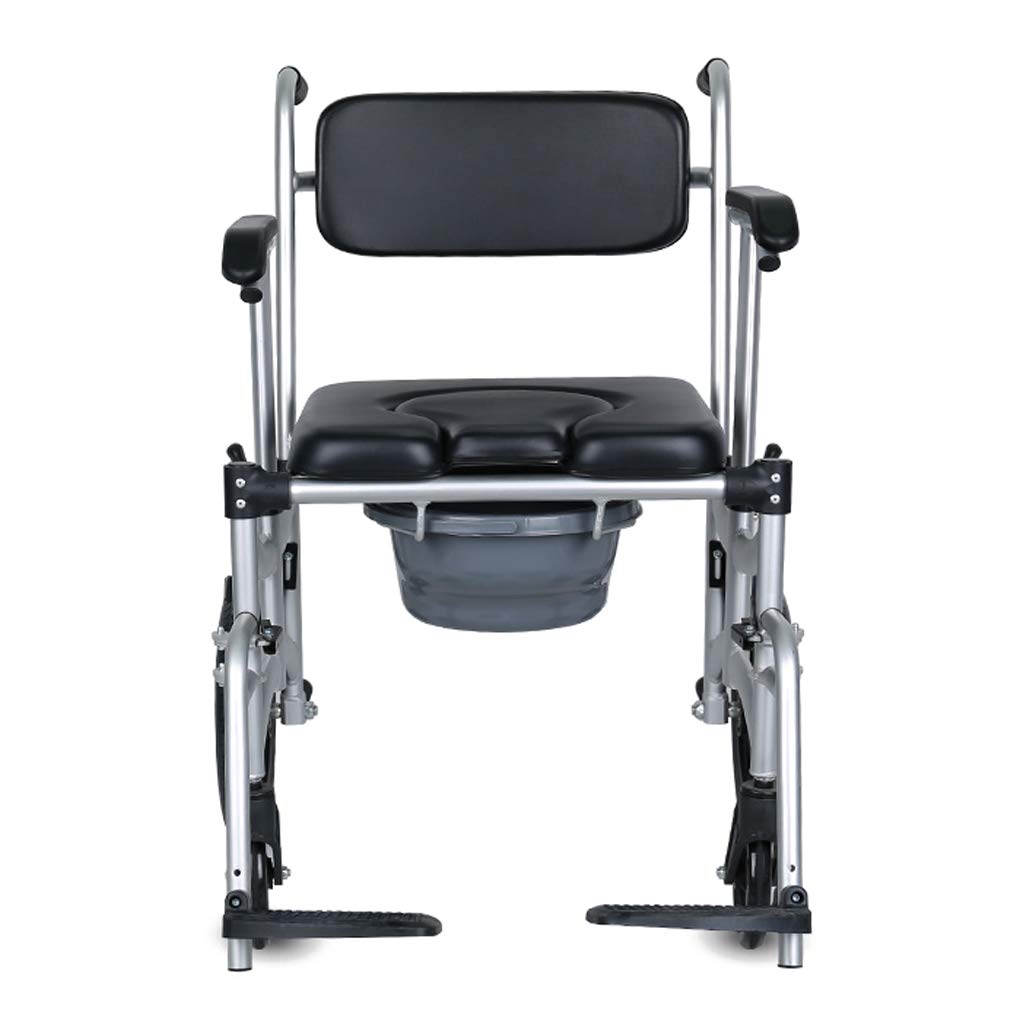 3 in 1 Adjustable Height Bedside Commode Toilet Chair with Wheels - Portable Shower Stool & Safety Frame for Elderly, Disabled & Pregnant Women - Ideal for Home Care, Bathroom Safety & Mobility Assistance