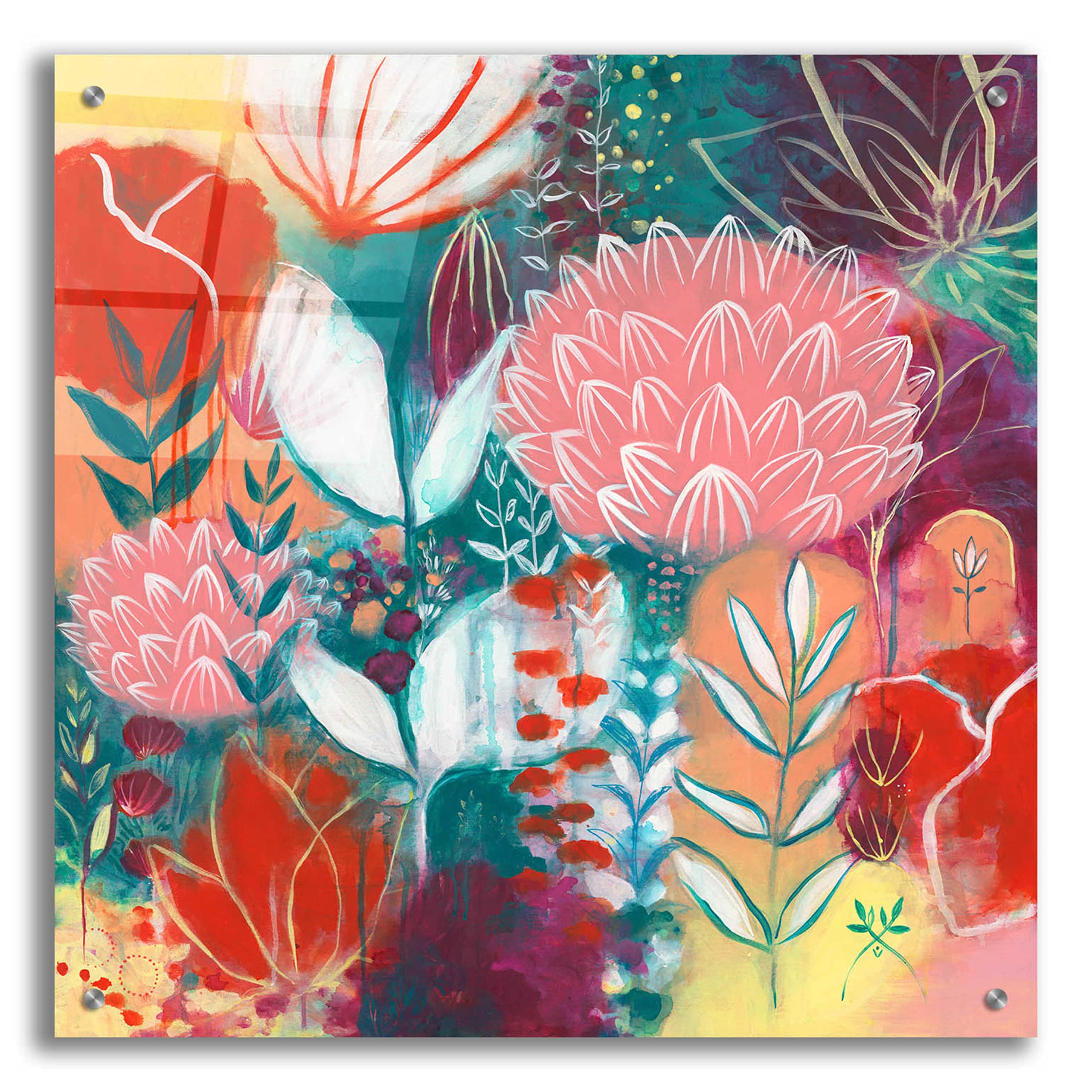 Sensuality by Corina Capri - 24x24 Inch Modern Acrylic Glass Wall Art - Vibrant Abstract Painting for Living Room, Bedroom & Office Decor