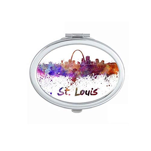 DIYthinker St. Louis America City Watercolor Mirror - Portable Folding Double-Sided Makeup Mirror with Stand (Perfect for Travel, Home Vanity & Professional Makeup Artists)