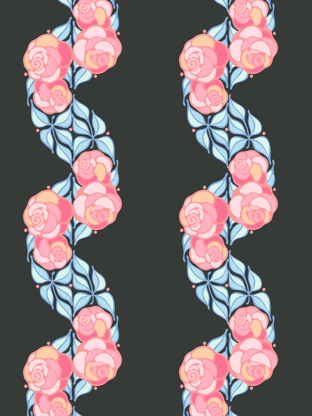 Barbie™ Groovy Floral Stripe Wallpaper - Charcoal Grey Peel and Stick Removable Wallpaper for Bedroom, Nursery, Living Room Decor