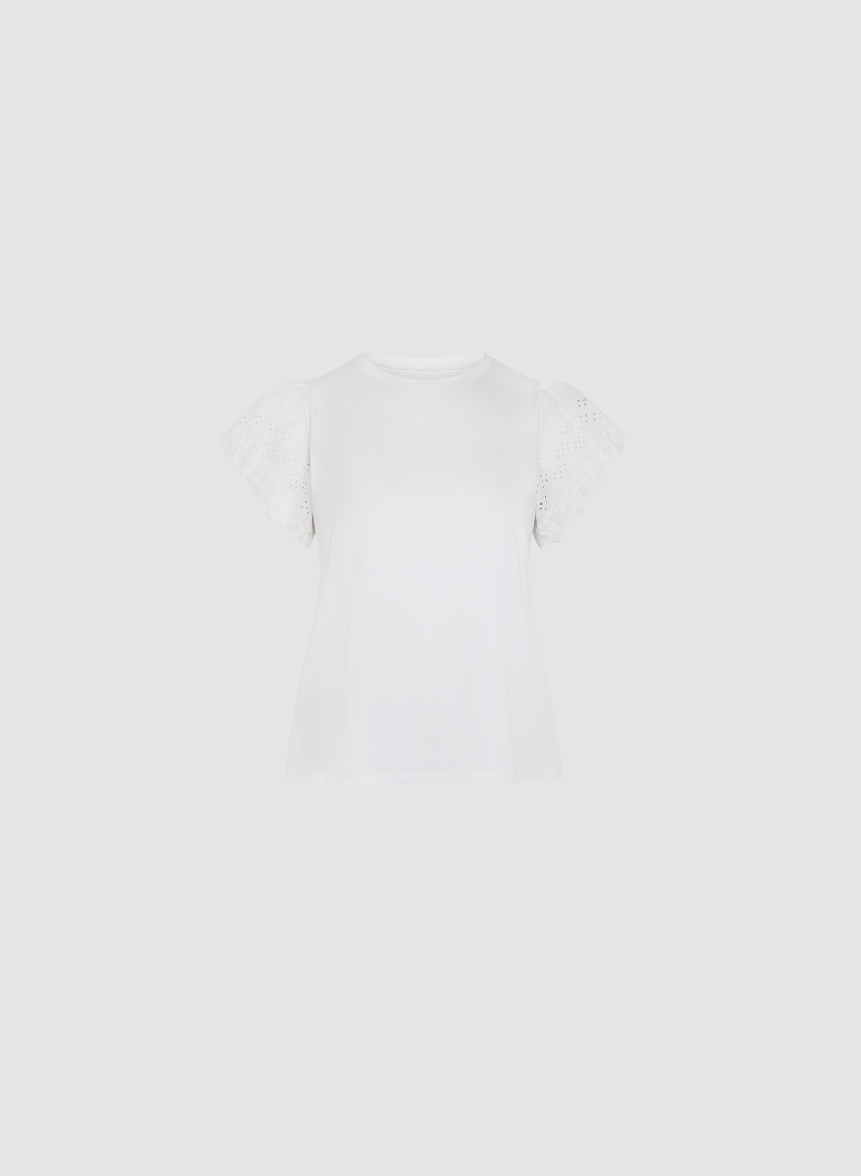 Eyelet Sleeve Tee - Women's Fashion Short Sleeve Blouse with Lace Trim - Perfect for Casual Outings, Summer Parties & Office Wear