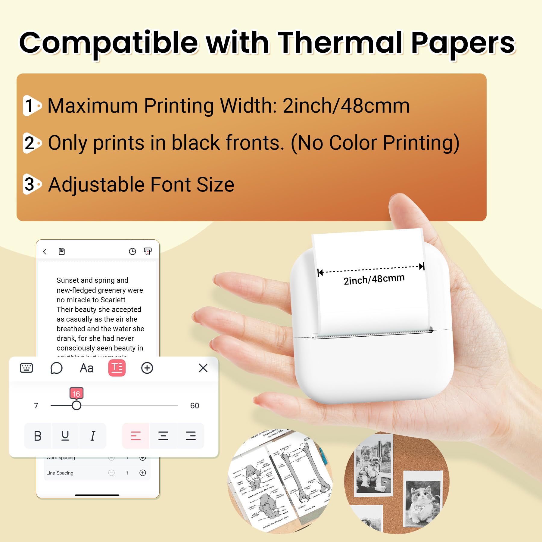 Print Pods Mini Sticker Printer - Portable Thermal Printer for Study Notes, DIY Crafts & To-Do Lists | Wireless iOS & Android Compatible | Perfect for Students, Journaling & Planner Organization