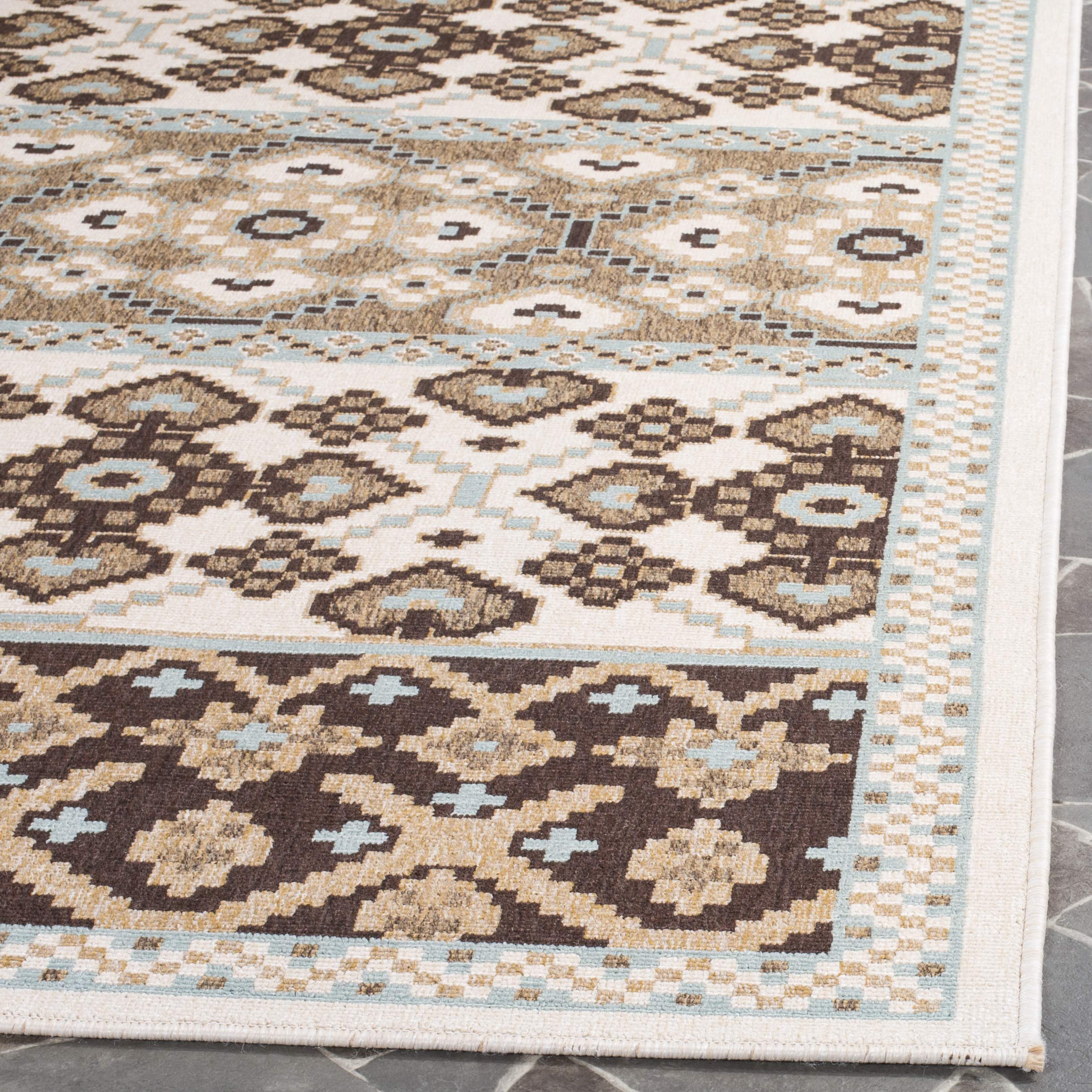 SAFAVIEH Veranda Collection 8' x 10' Red & Chocolate Boho Design Non-Shedding Area Rug - Easy Care Indoor/Outdoor Washable Rug for Living Room, Bedroom, Patio, Backyard & Mudroom (VER093-0332)