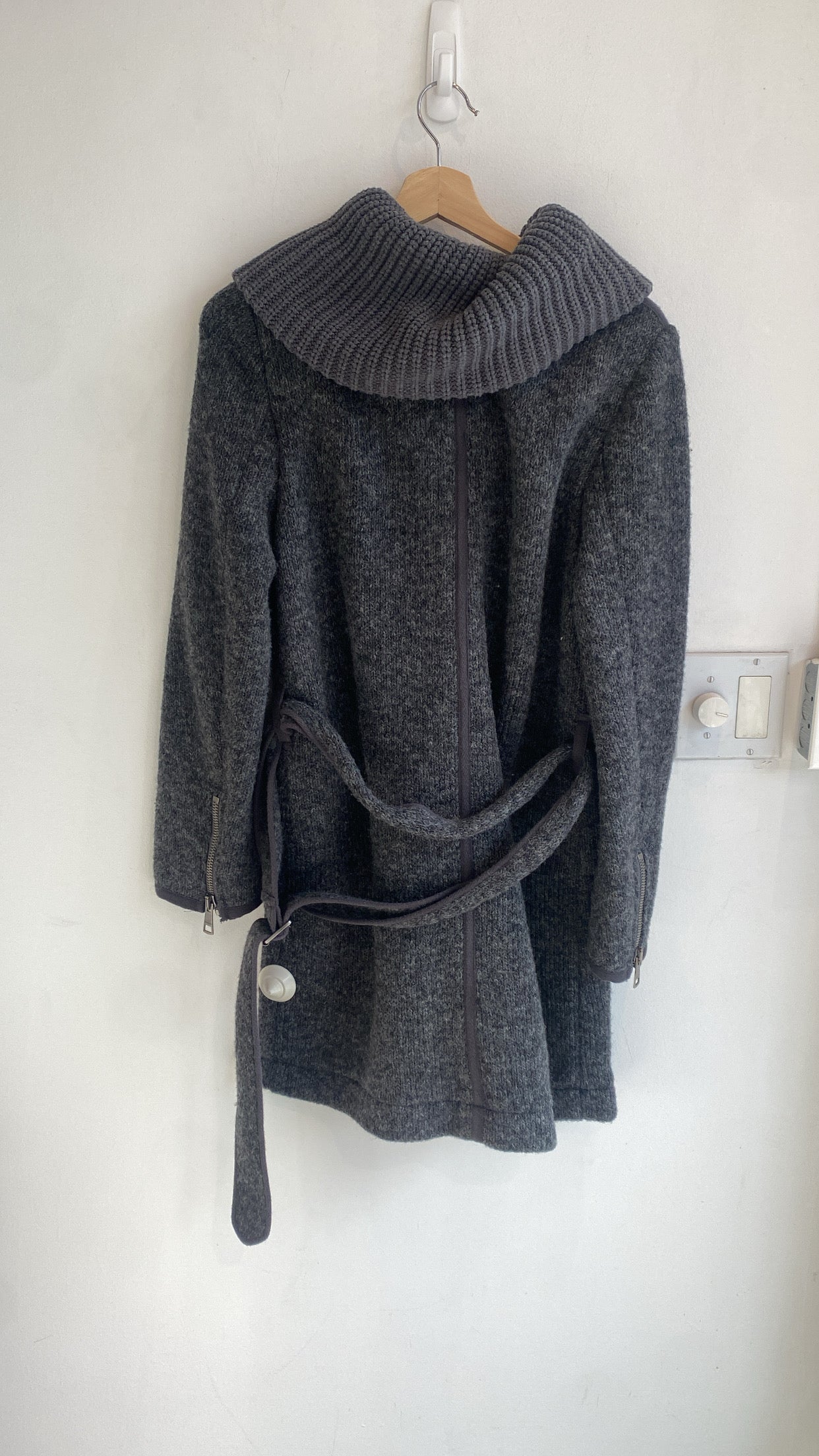 Burberry Brit Grey Knit Wool Coat for Women | Classic Winter Trench Coat | Perfect for Office, Travel & Formal Occasions