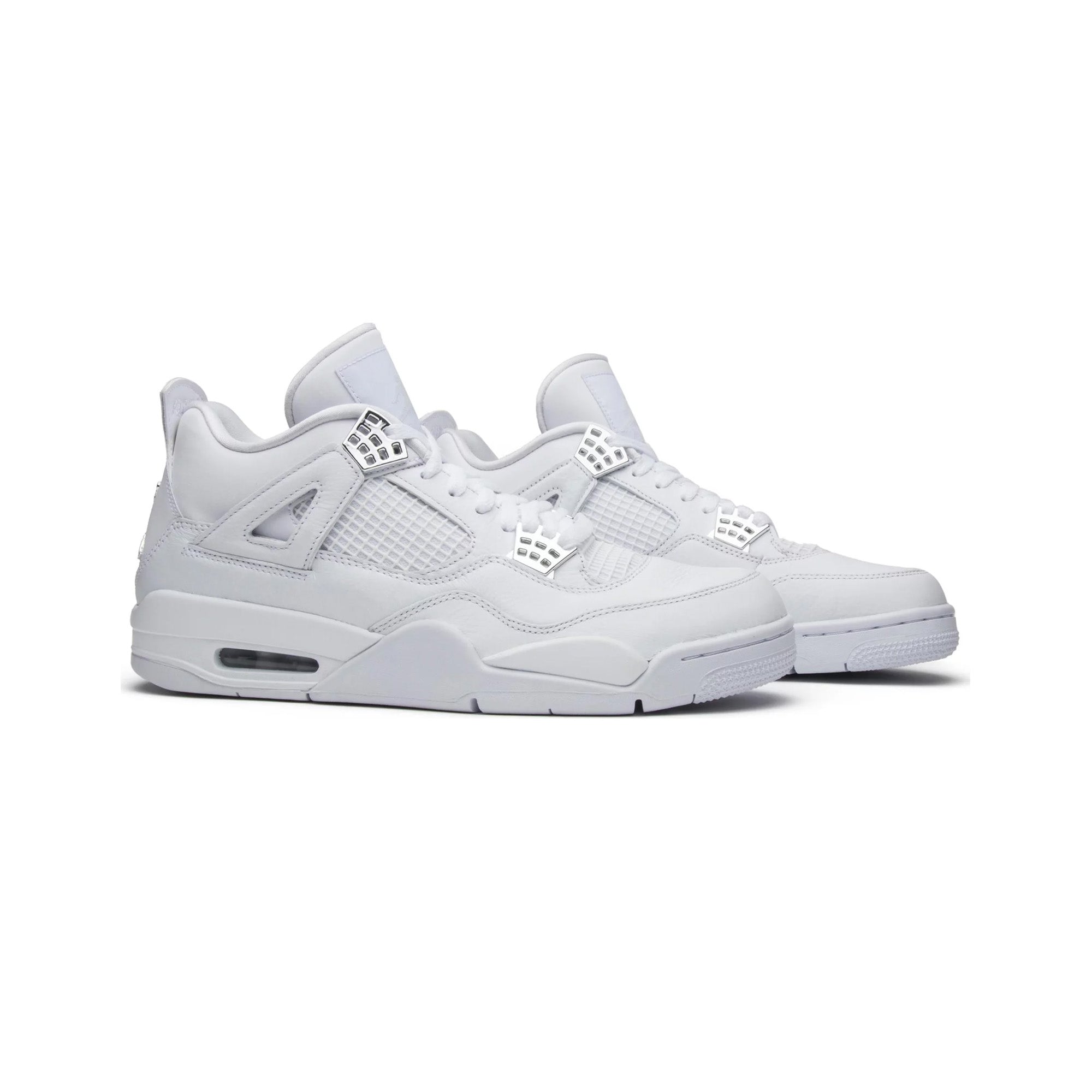 Air Jordan 4 Retro 'Pure Money' White Leather Sneakers (2017 Release) - Men's Basketball Shoes for Streetwear & Casual Outfits