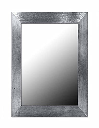 Contemporary Silver Rectangle Wall Mirror 12x16 Inches - Bathroom, Bedroom & Living Room Decor - Full Length Mirror for Makeup & Room Decoration