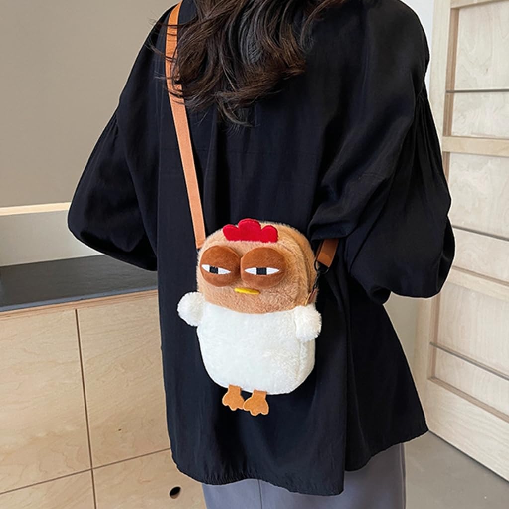 Soft Plush Chicken Shoulder Bag for Women & Kids - Cute Coin Purse & Small Items Organizer - Fashion Crossbody Satchel for Daily Use, Travel, and School Accessories