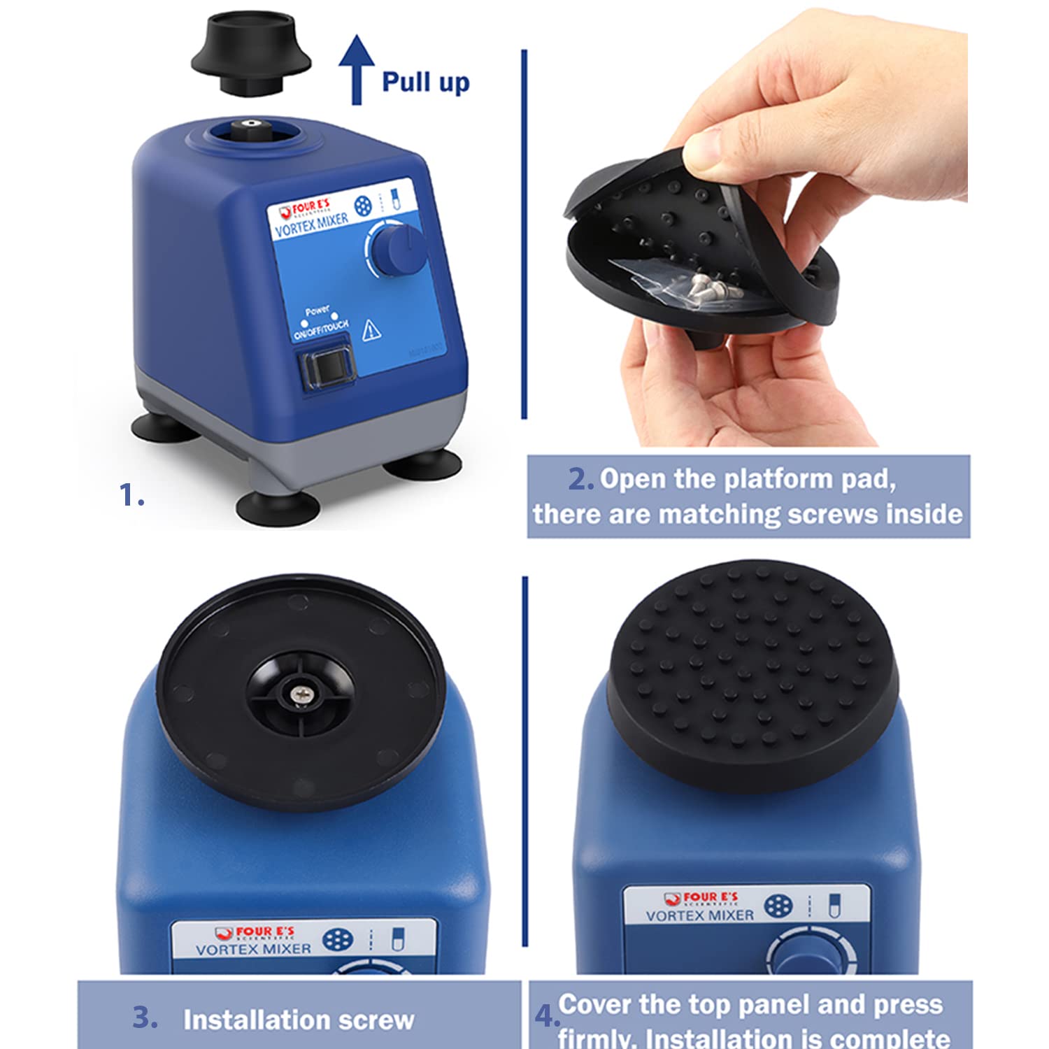 MI0101002-38 Platform Pad for Tubes & Small Vessels Under 99mm Diameter - Compatible with Four E's Scientific Vortex Mixer - Ideal for Laboratory Sample Mixing and Processing