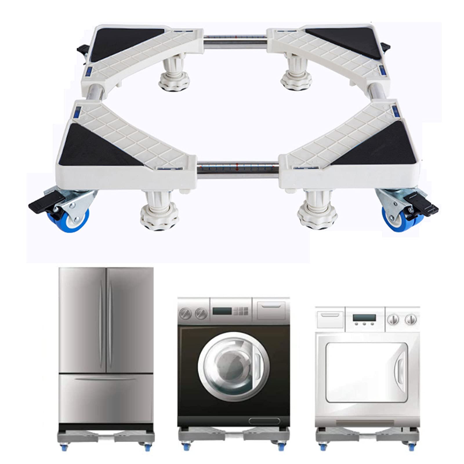 Heavy Duty Washing Machine Stand with Wheels - Adjustable Telescopic Base for Washer, Dryer, Refrigerator & Cabinet, 400kg (882lb) Max Load - Perfect for Dorm, Laundry Room & Small Spaces