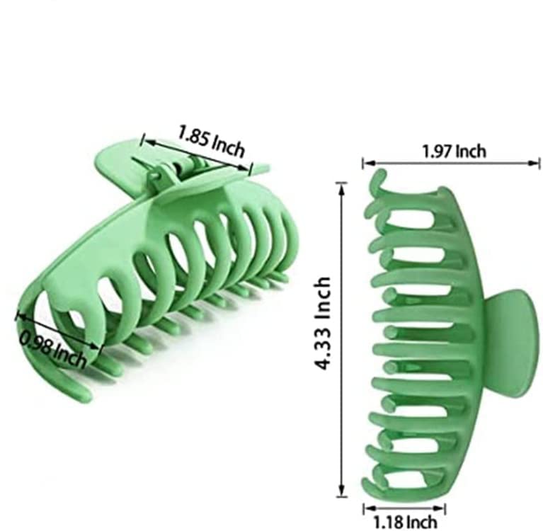 Minta Hair Claw Clips for Women and Girls - 4 Pack Non-Slip Jaw Clips (4.3 Inch, Black/Khaki/Pink/Green) - Perfect for Ponytails, Buns, and Updos - Great for Work, Gym, and Everyday Hairstyles