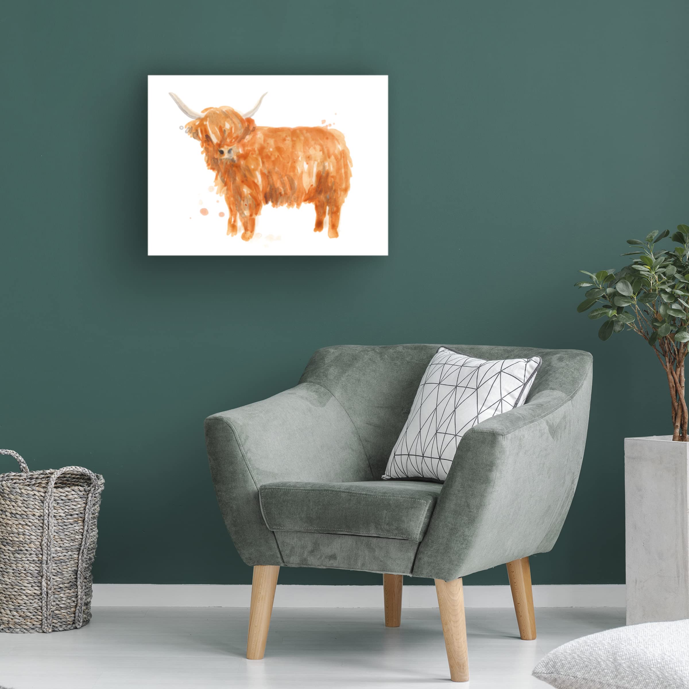 Highland Squad IV Canvas Art Print by June Erica Vess - Scottish Highland Cow Painting - Wall Decor for Living Room, Bedroom & Office