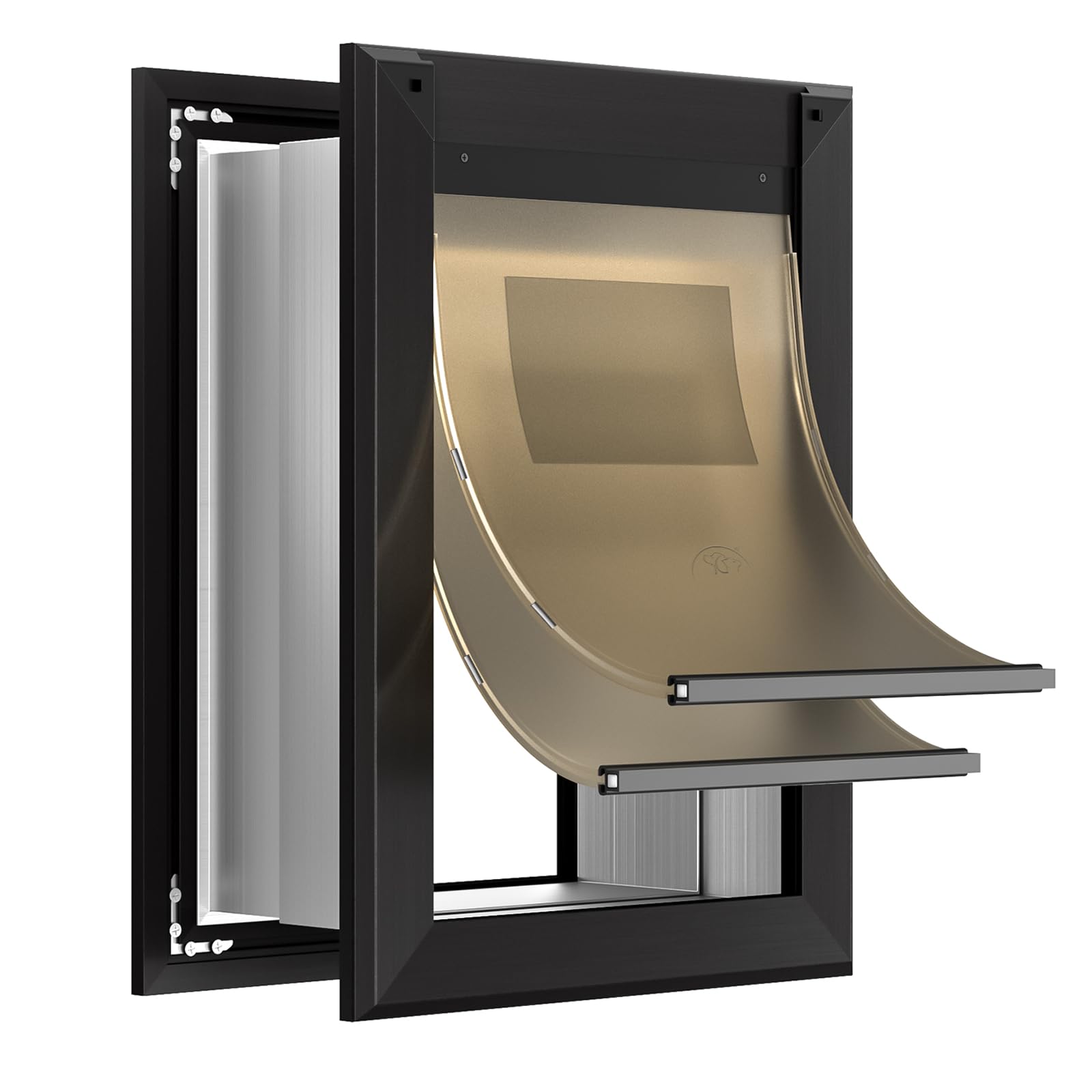 Extra Large Heavy Duty Dog Door for Wall - Aluminum Frame & Telescoping Tunnel with Magnetic Flaps & Lock Panels (Up to 220lbs, Black) - Perfect for Large Breed Dogs, Pet Safety & Convenient Indoor/Outdoor Access
