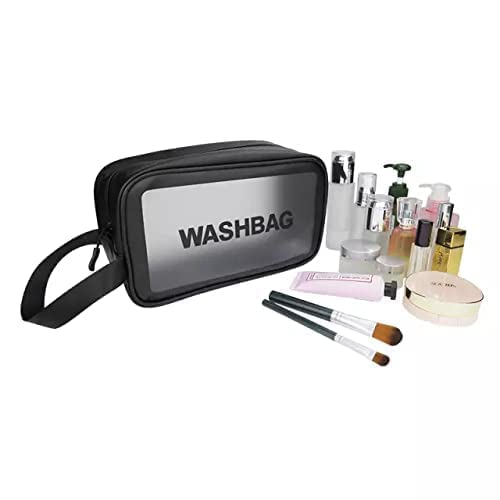 Waterproof Travel Toiletries Bag for Women - Pink PVC Cosmetic Makeup Organizer Case, Portable Wash Bag for Business Trips & Bathroom Essentials (Medium Size) | Perfect for Air Travel, Gym, Camping & Daily Use