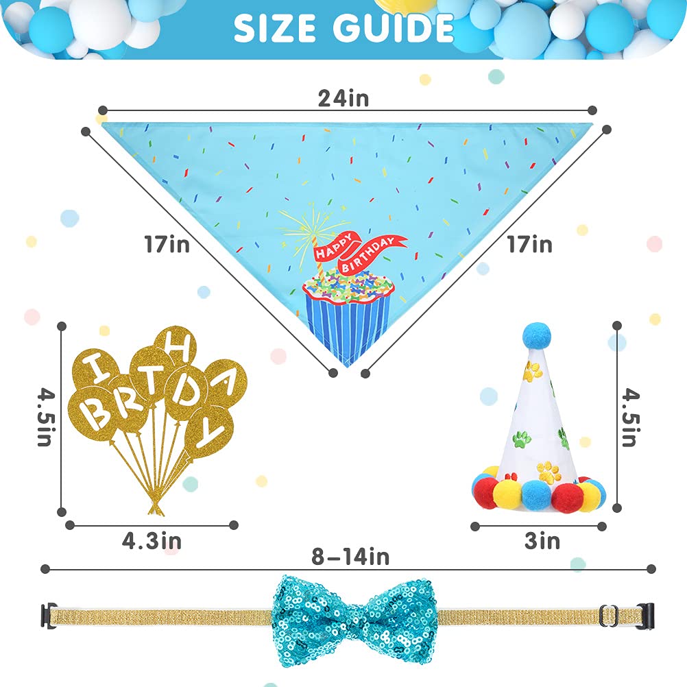 **EXPAWLORER 5-in-1 Dog Birthday Party Supplies Set – Cute Dog Birthday Hat, Bandana, Collar & Decorations – Perfect Pet Gifts for Puppy Birthday Celebrations, Photo Shoots & Special Occasions**