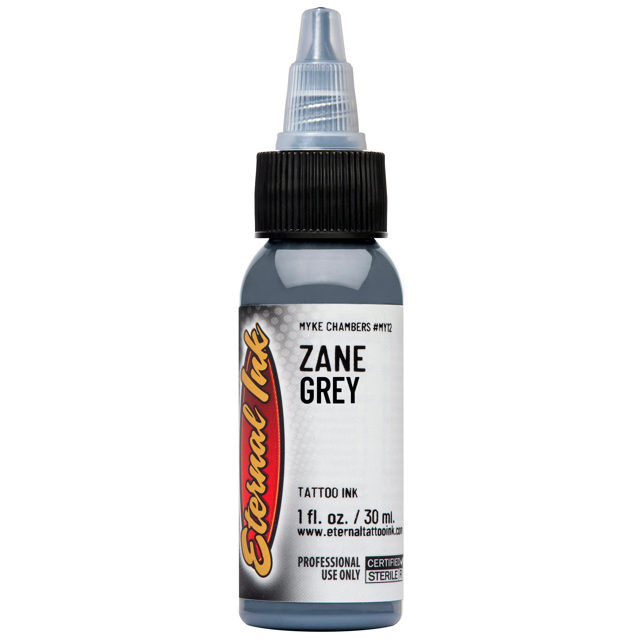 Eternal Myke Chambers Zane Grey Ink 1oz - Premium Tattoo Ink for Professional Artists - Perfect for Black & Grey Realism Tattoos