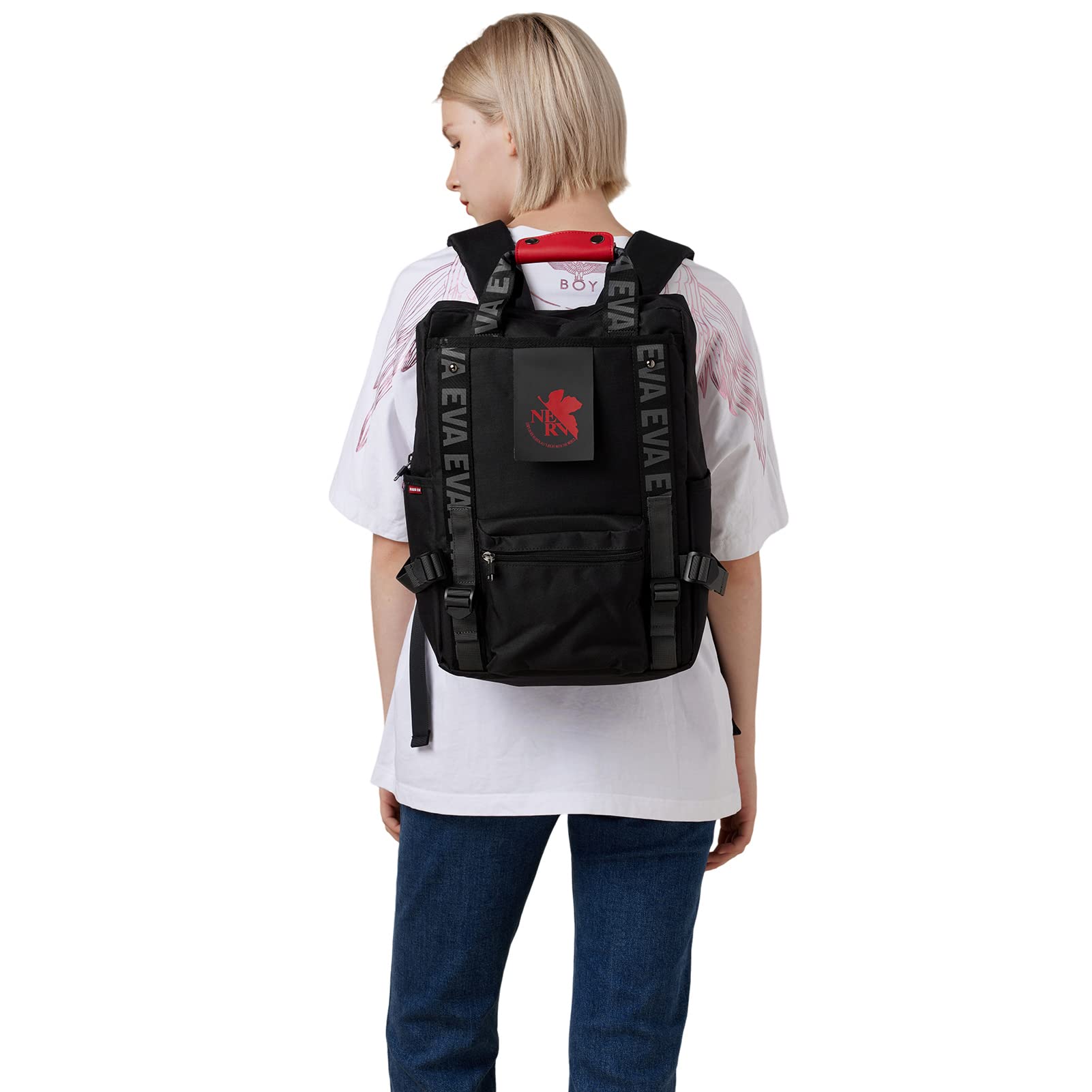 FIREFIRST x RADIO EVA - Evangelion Backpack with Symbol Label | Anime Cosplay, School & Travel Accessory for Evangelion Fans