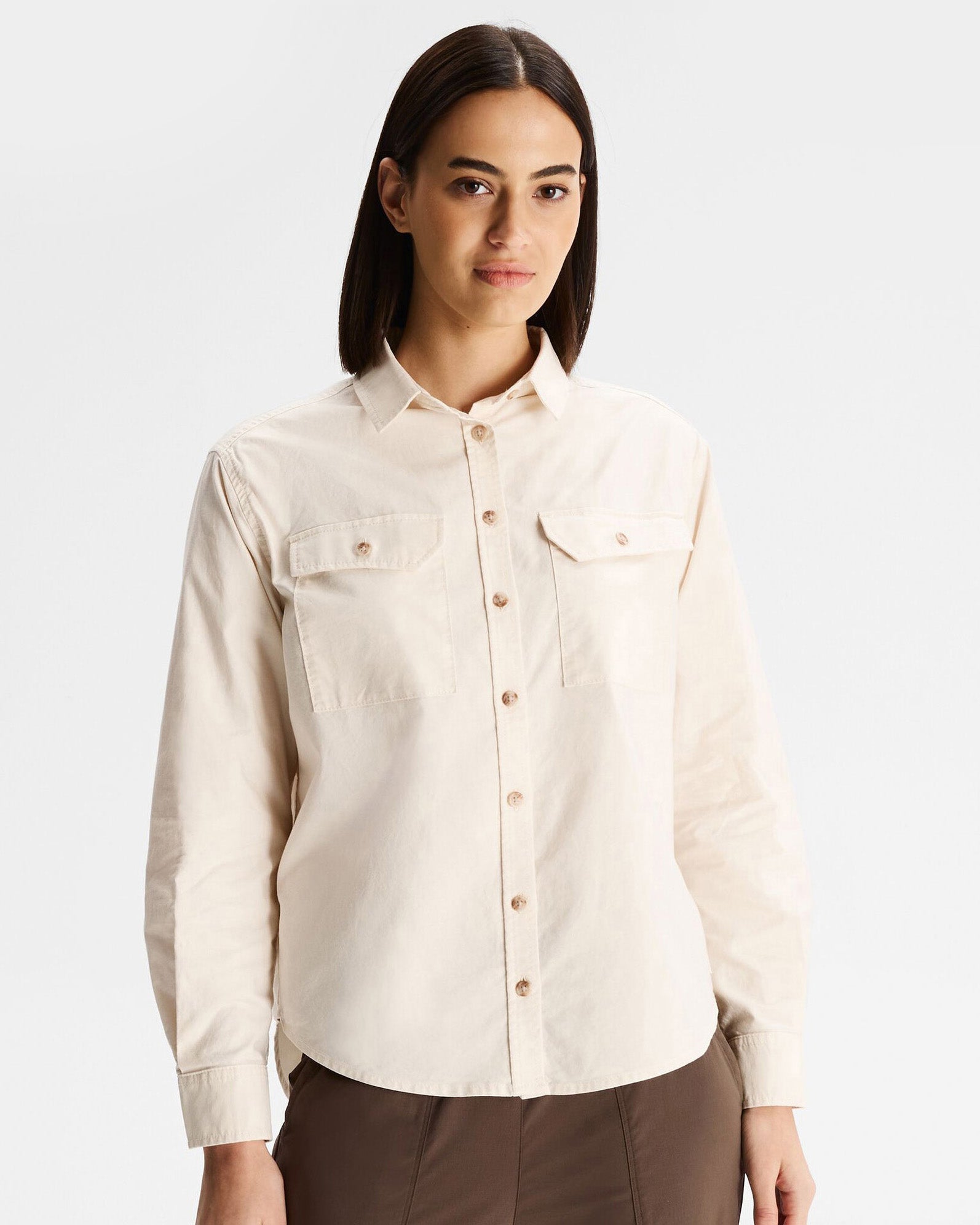 Vander HT Women's Long Sleeve Casual Shirt - Soft Natural Cotton Top for Everyday Wear, Office & Outfits