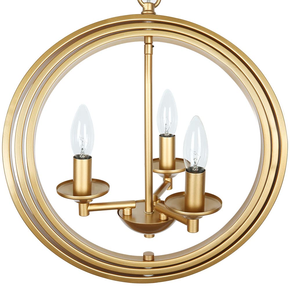 3-Light Gold Orb Chandelier - Modern Globe Pendant Light Fixture for Dining Room, Living Room, Bedroom | Elegant Lighting for Hallway, Stairwell & Foyer | Perfect for Home Decor, Wedding Venues & Luxury Interiors