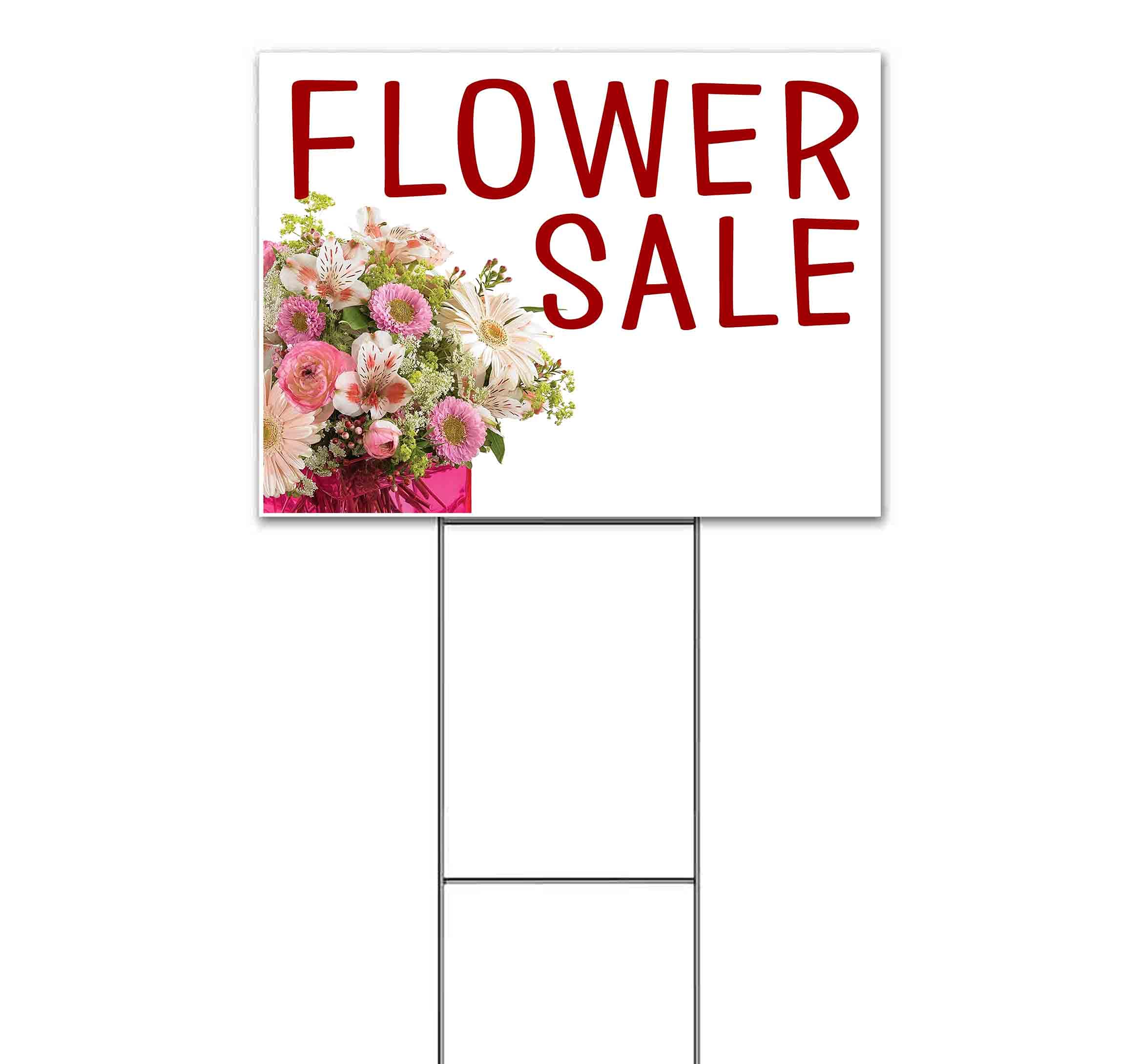18x24 Inch Flower Sale Yard Sign with Metal Step Stake - Bulk Discounts & Multi-Packs for Lawn Advertising, Yard Sales, and Business Promotion