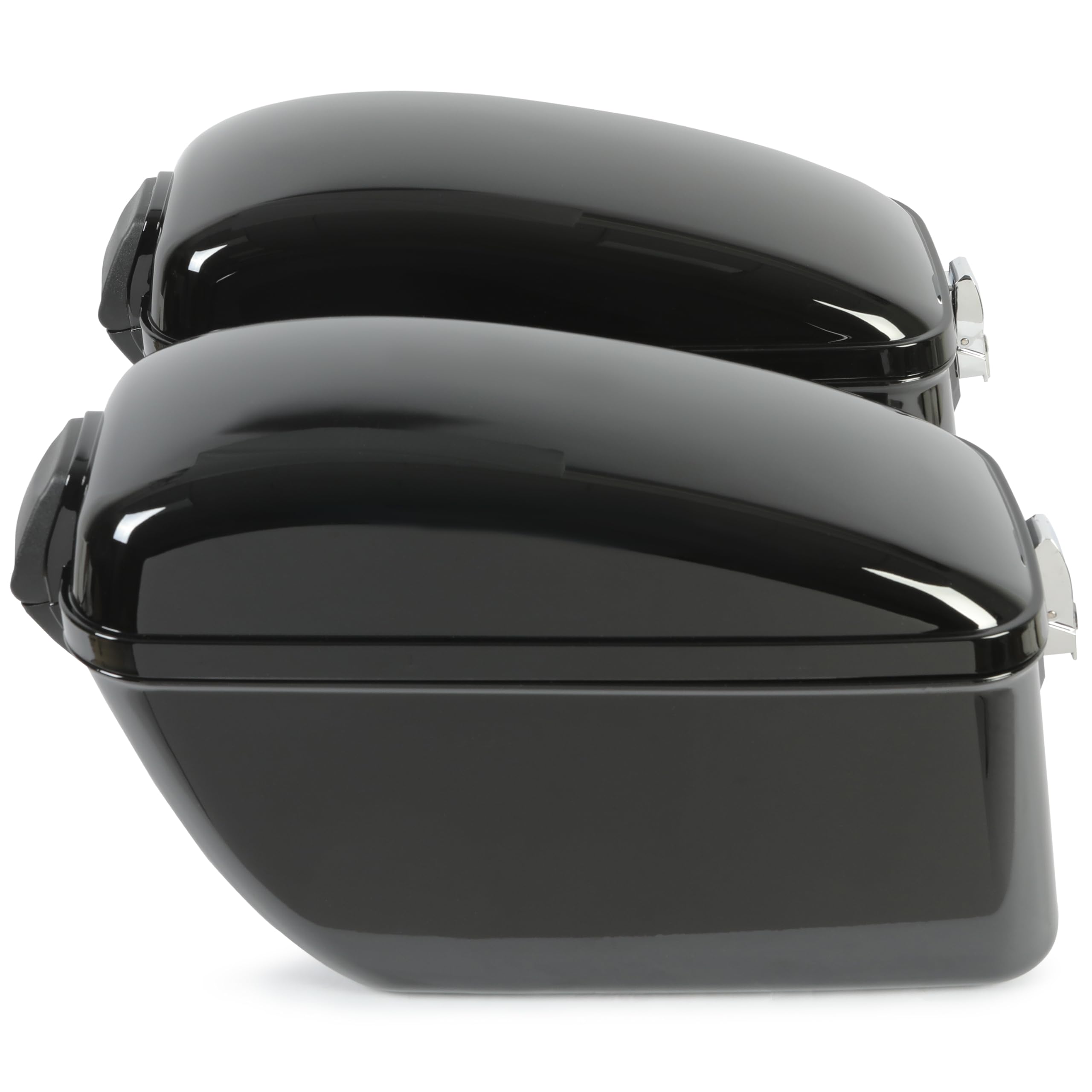 Vivid Black Large Hard Saddlebag Trunk with Mounting Brackets for Harley-Davidson Dyna, Honda, Suzuki, Kawasaki & Yamaha Cruiser Motorcycles - Perfect for Long Rides & Road Trips