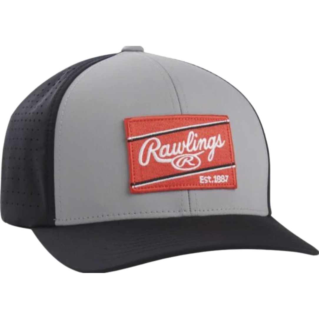 Rawlings Red Patch Flex Fit Hat - Adjustable Baseball Cap for Men & Women - Perfect for Sports, Outdoor Activities & Casual Wear