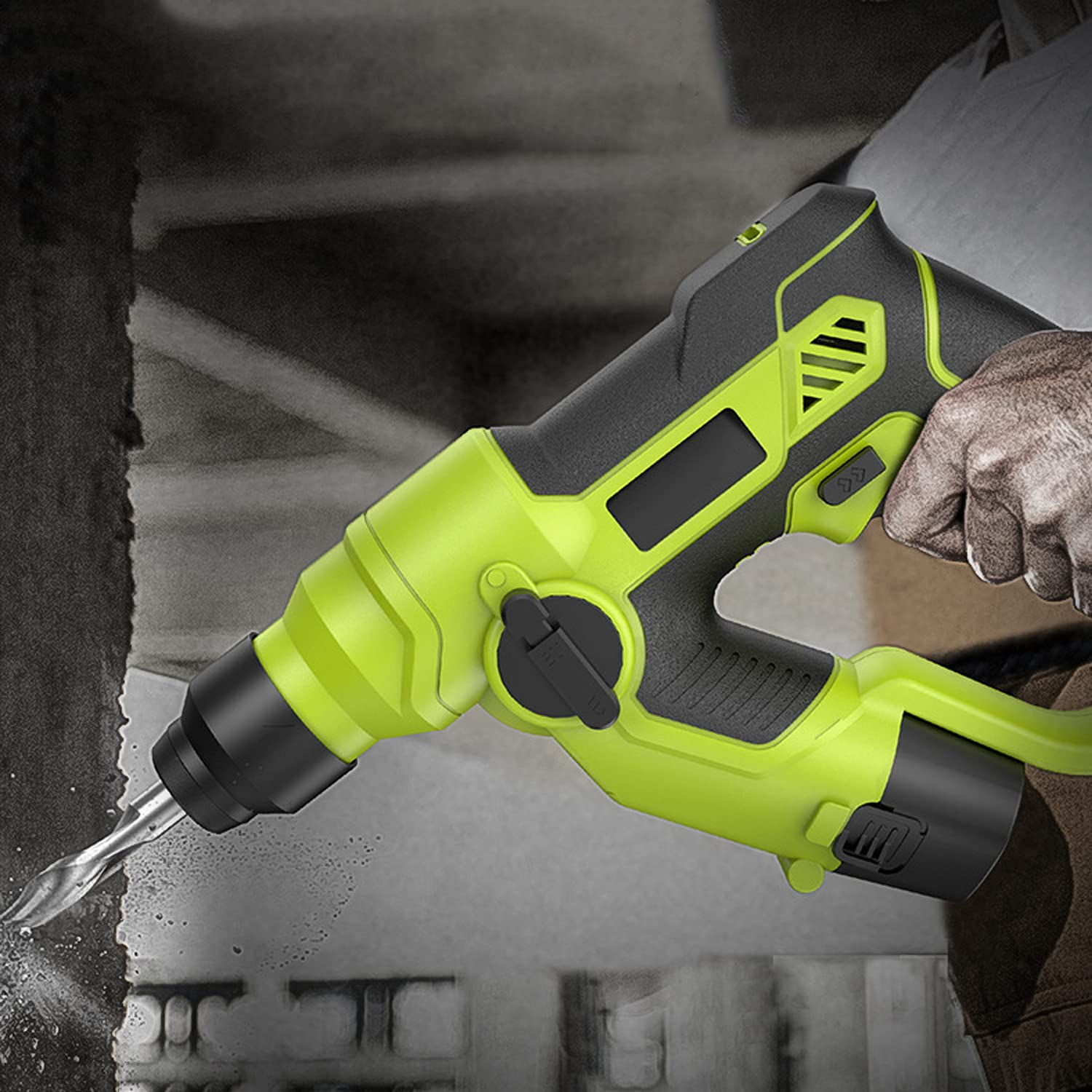 3-in-1 Cordless Drill & Hammer Driver Set with 2 Lithium Batteries - Electric Screwdriver, Power Drill & Hammer Tool for DIY Projects, Home Repairs & Construction Work