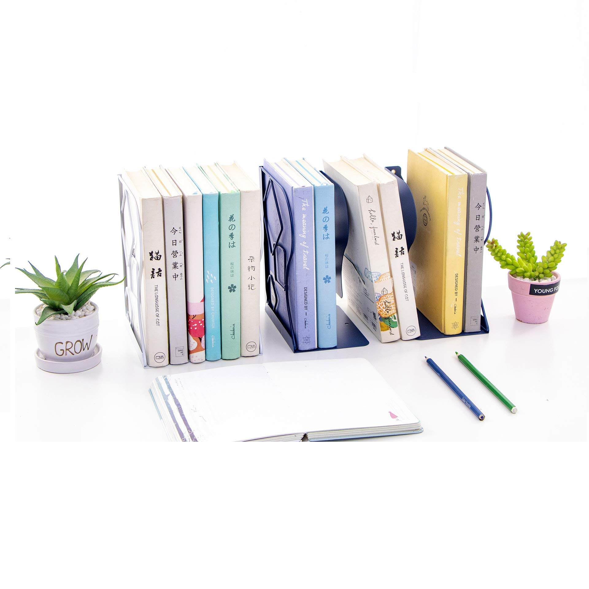 Heavy Duty Adjustable Bookends - Non-Slip Book Organizer for Desk, Shelves & Office - Perfect for Books, Magazines & Office Supplies Organization