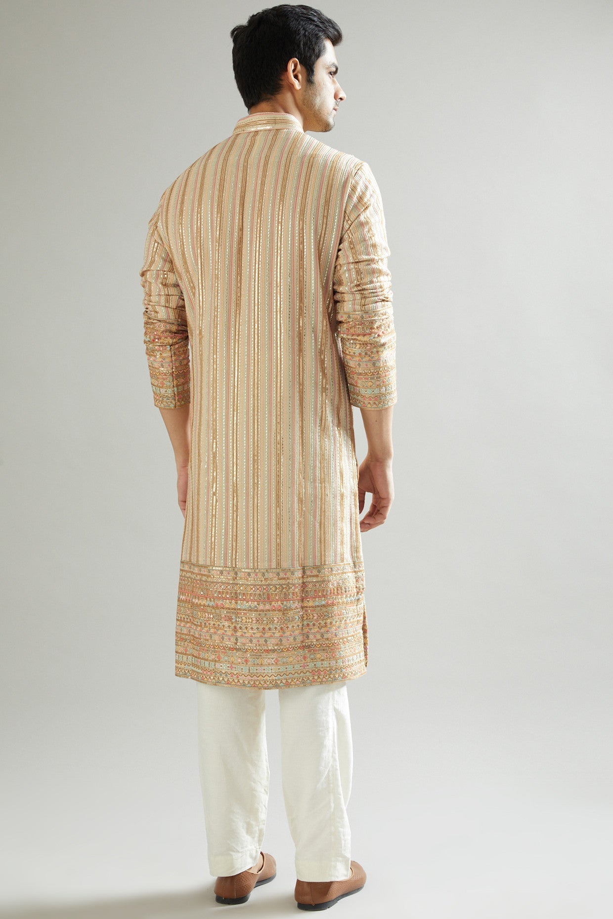 Elegant Nude Thread Embroidered Kurta for Women | Traditional Indian Ethnic Wear | Perfect for Festivals, Weddings & Casual Outings