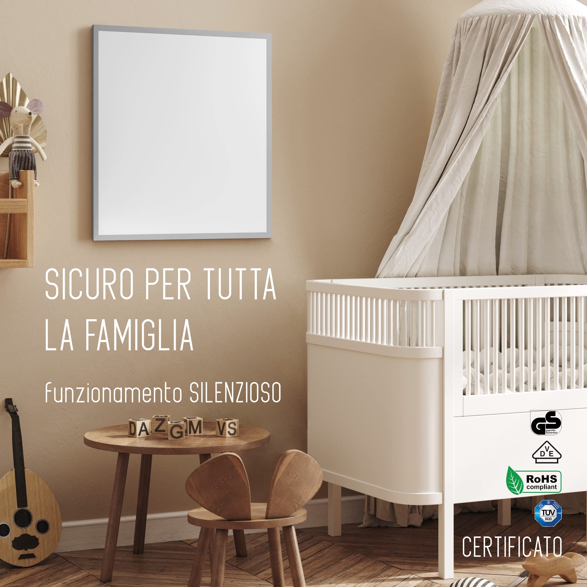 ULCANO Carbon Crystal Infrared Heating Panel 600W 100x60cm, Energy Efficient Aluminum Radiator with Thermostat & WiFi App Control - Perfect for Home, Office, and Bedroom Heating