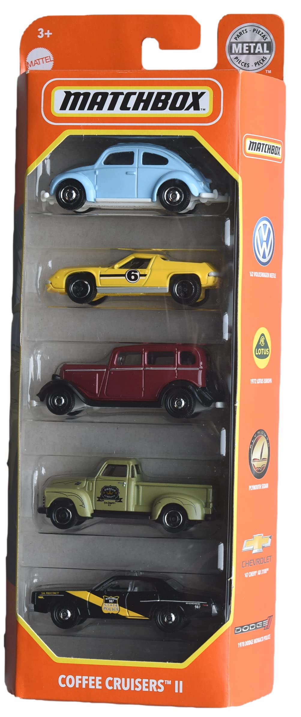 Hot Wheels Matchbox Coffee Cruisers II 5-Pack Die-Cast Toy Cars - Collectible Mini Vehicles for Kids & Adults - Perfect for Playtime, Gifts & Display