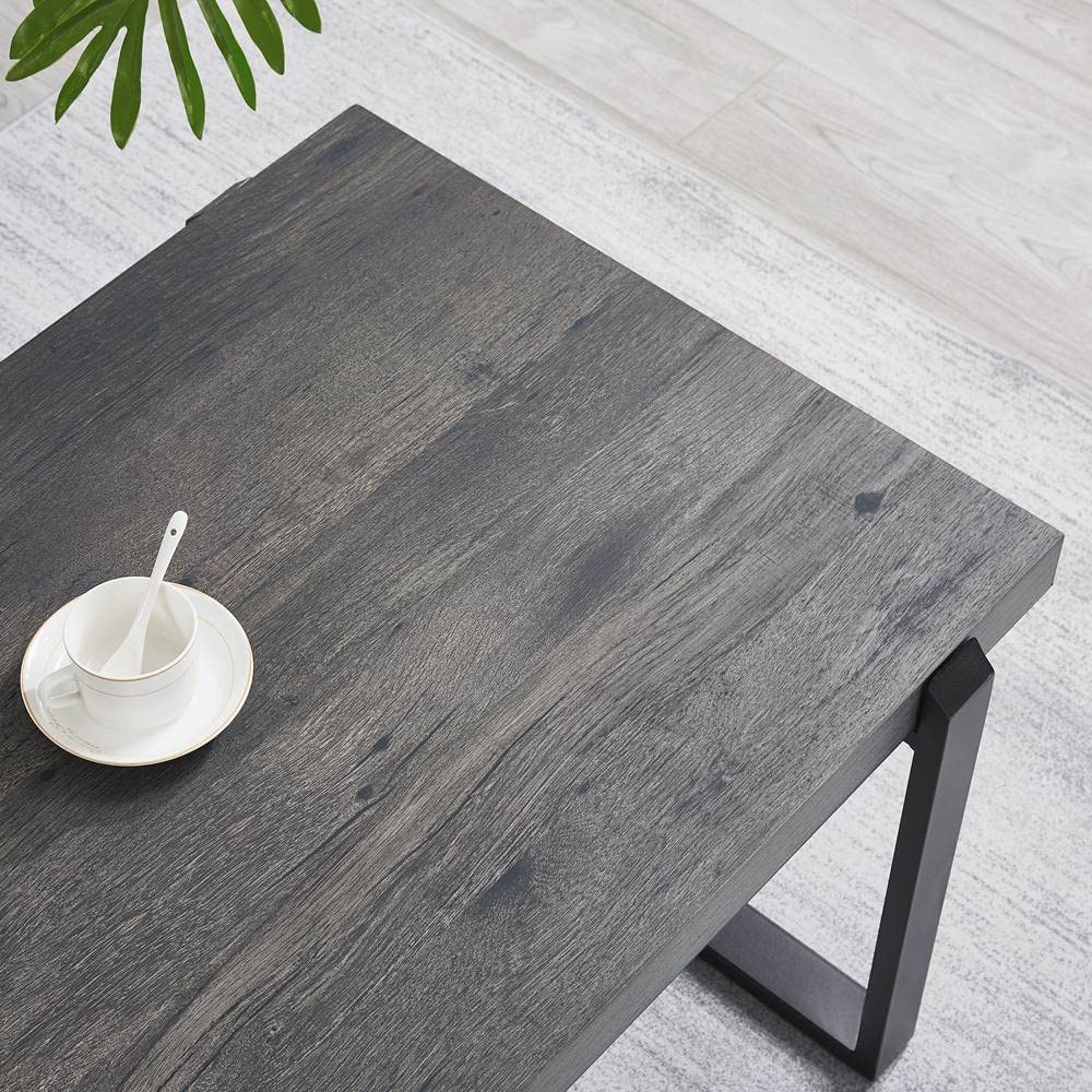 EXCEFUR Modern Coffee Table - Rustic Wood & Metal Rectangle Cocktail Table for Living Room - 44 Inch Grey Center Table - Perfect for Small Spaces, Apartments & Cozy Home Decor